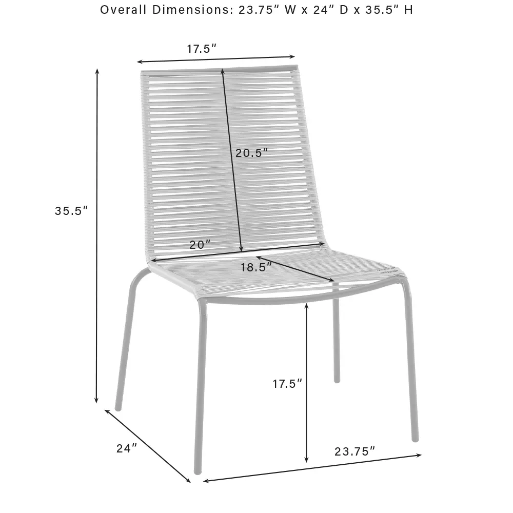 MO74965MB-GY Fenton Gray Wicker Stackable Patio Chairs, Set of 2-3