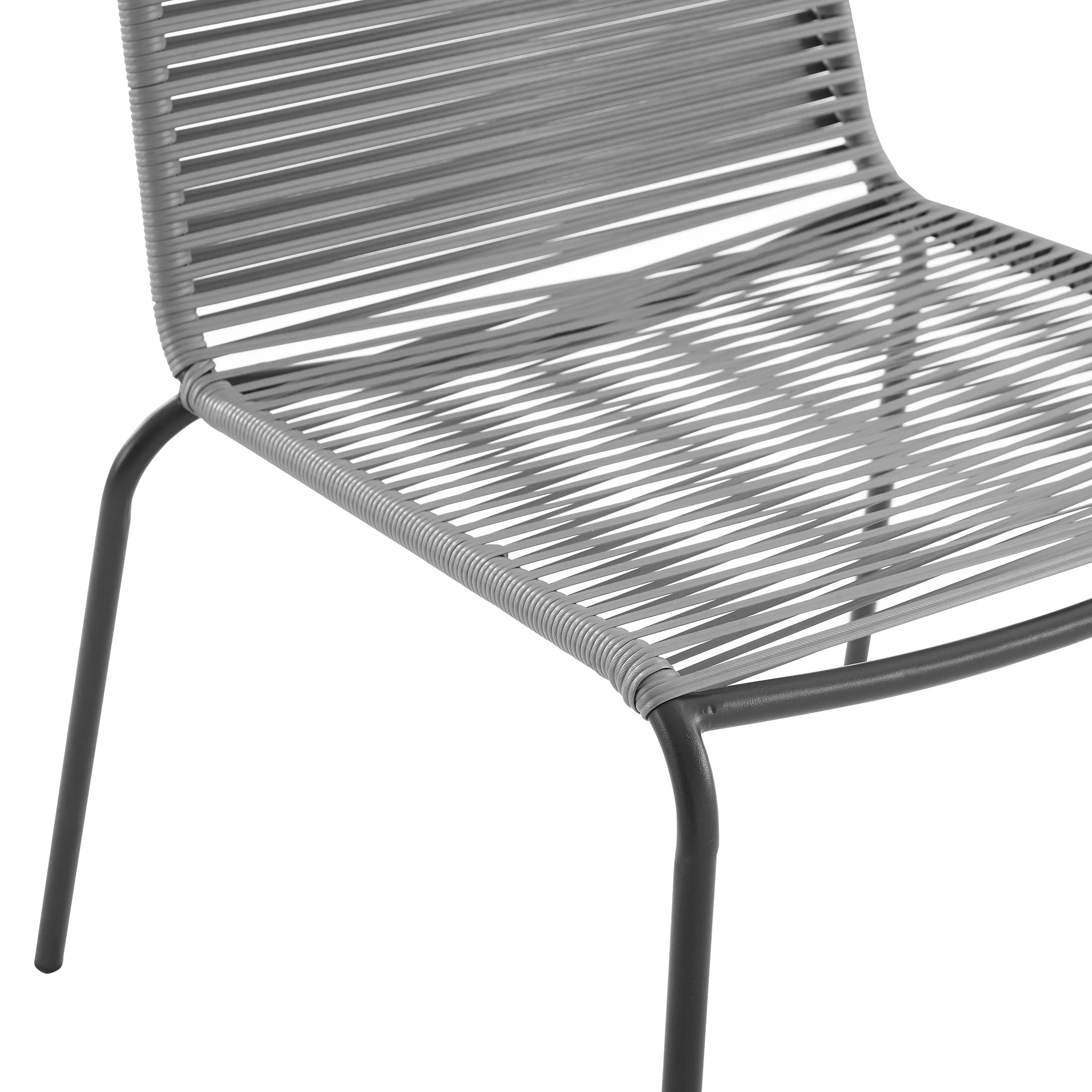 MO74965MB-GY Fenton Gray Wicker Stackable Patio Chairs, Set of 2-4