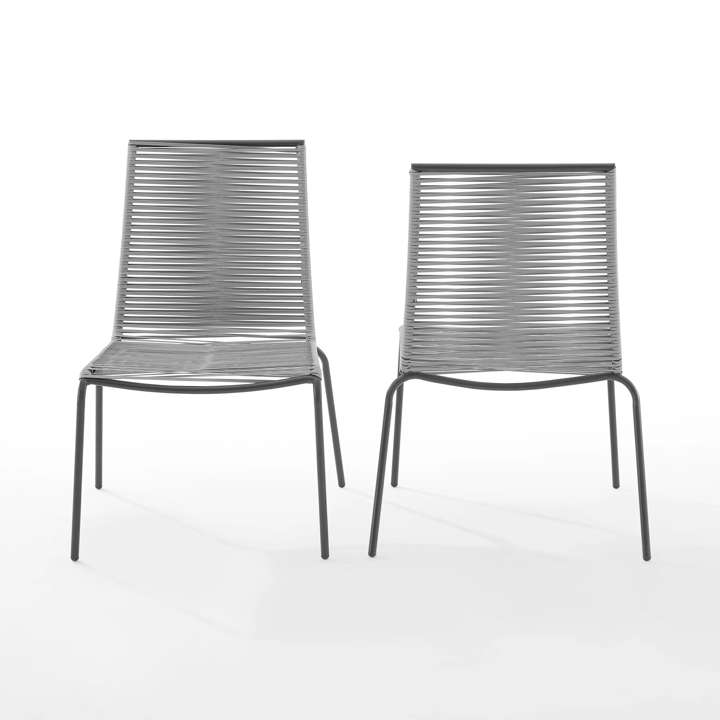 MO74965MB-GY Fenton Gray Wicker Stackable Patio Chairs, Set of 2-5