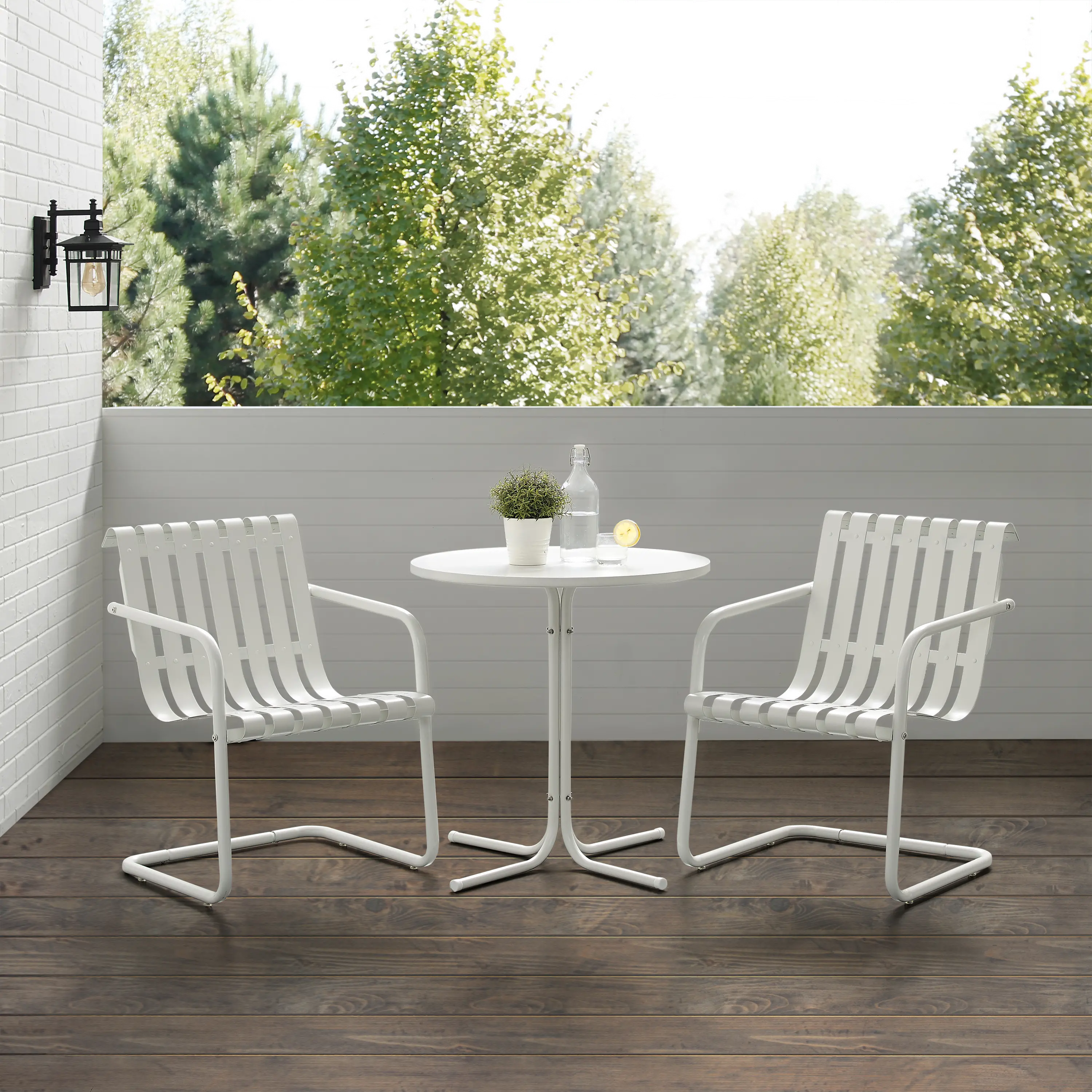 KO10021WH Gracie White 3 Piece Outdoor Metal Bistro Set-2