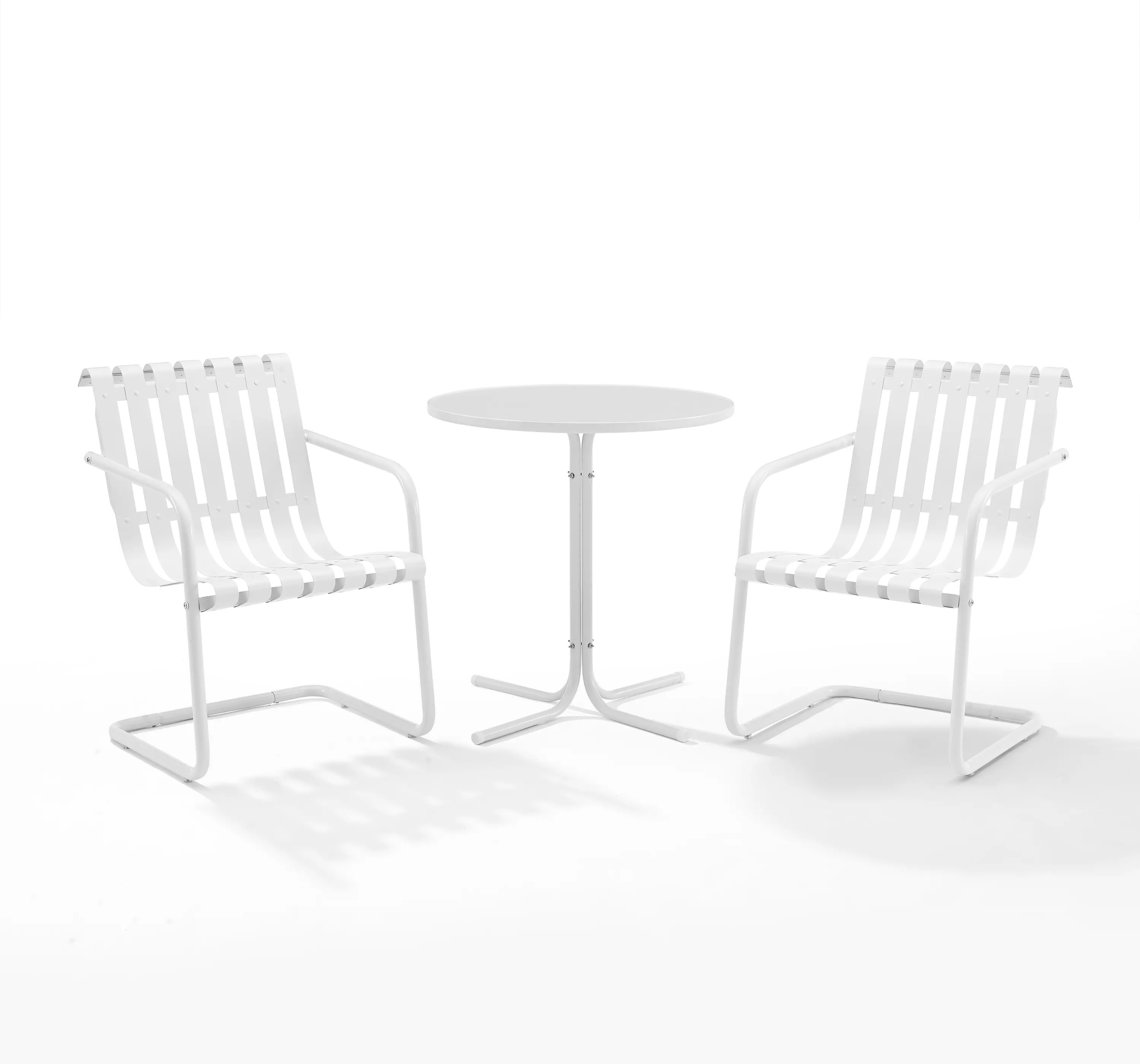 KO10021WH Gracie White 3 Piece Outdoor Metal Bistro Set-3