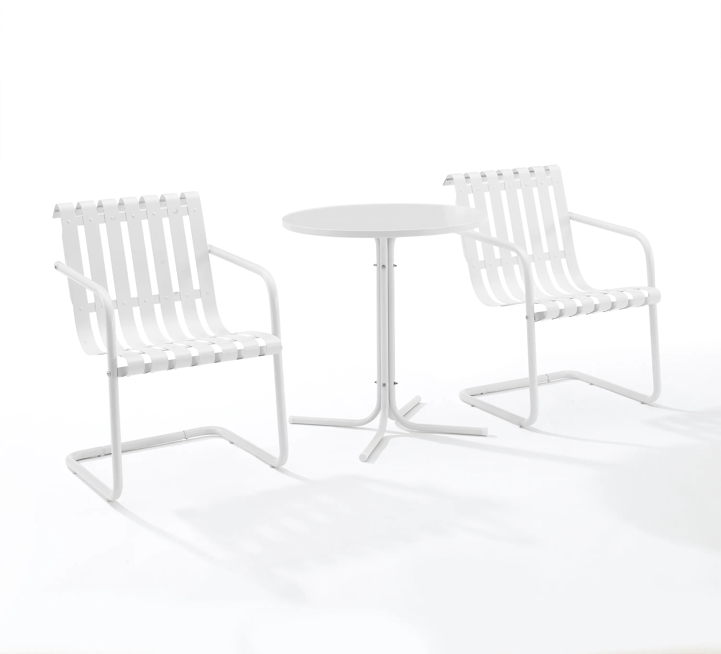 KO10021WH Gracie White 3 Piece Outdoor Metal Bistro Set-4