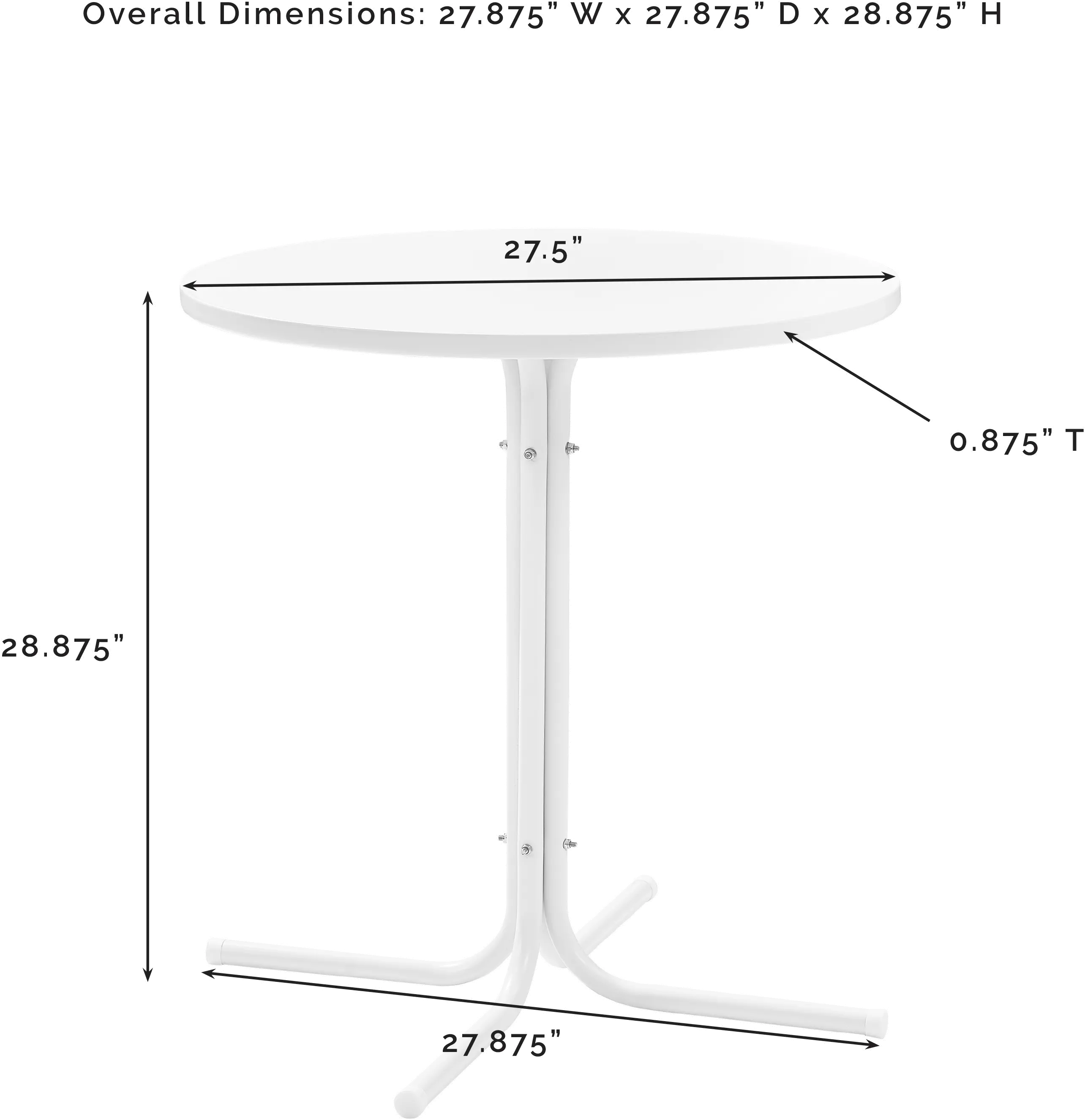 KO10021WH Gracie White 3 Piece Outdoor Metal Bistro Set-6