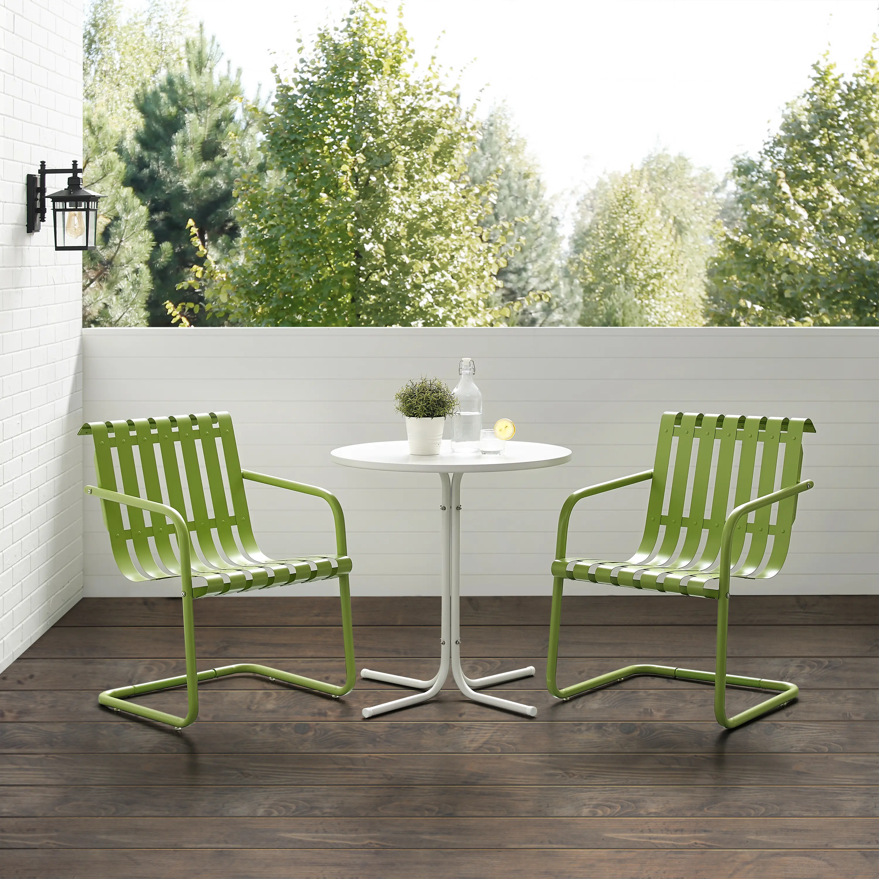 KO10021GR Gracie Green 3 Piece Outdoor Metal Bistro Set-2
