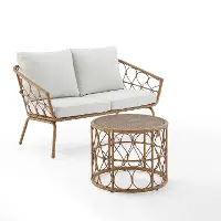CO7371NA-CR Juniper Outdoor Wicker Loveseat and Coffee Table