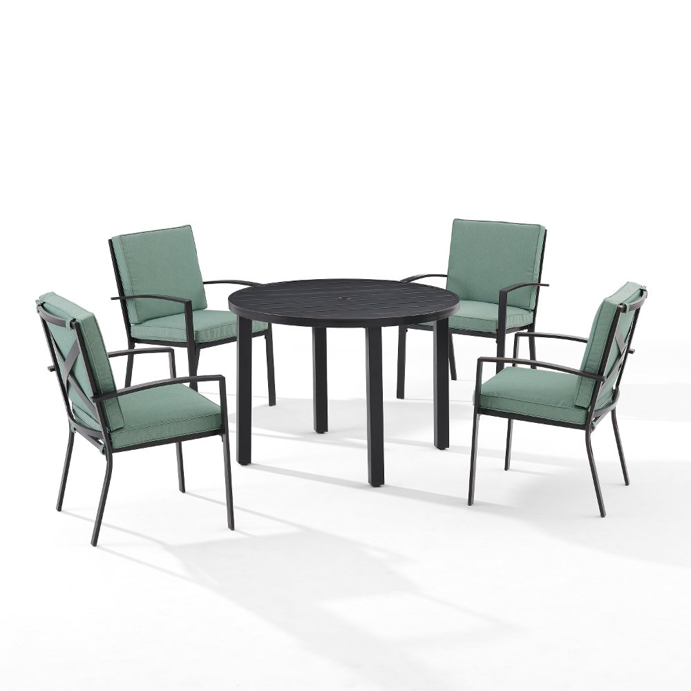 Kaplan 5 Piece Blue and Black Outdoor Dining Set