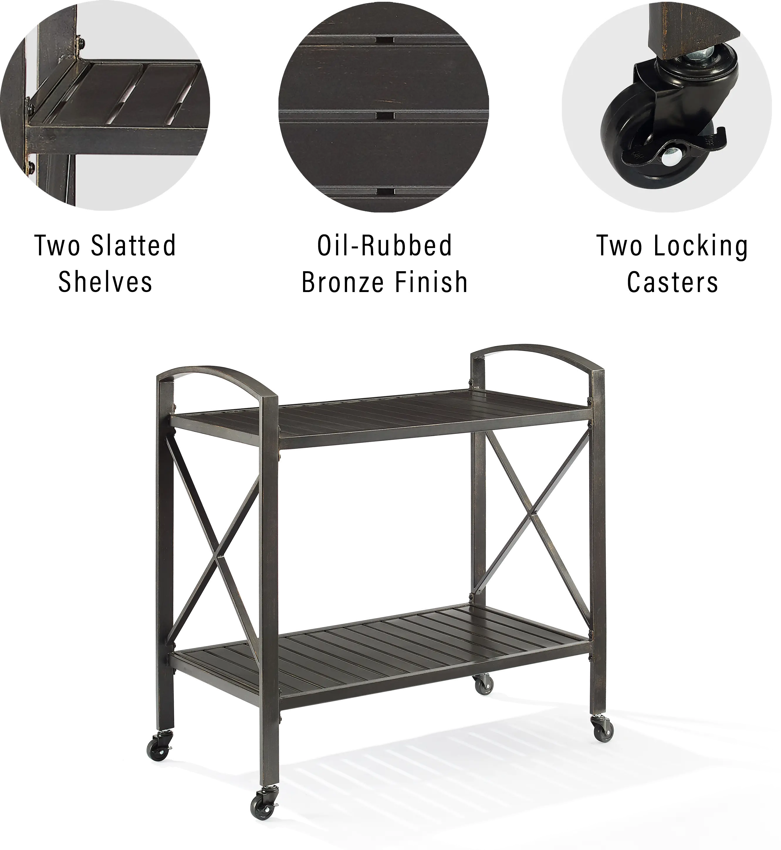CO7390-BZ Kaplan Outdoor Bronze Metal Bar Cart-4