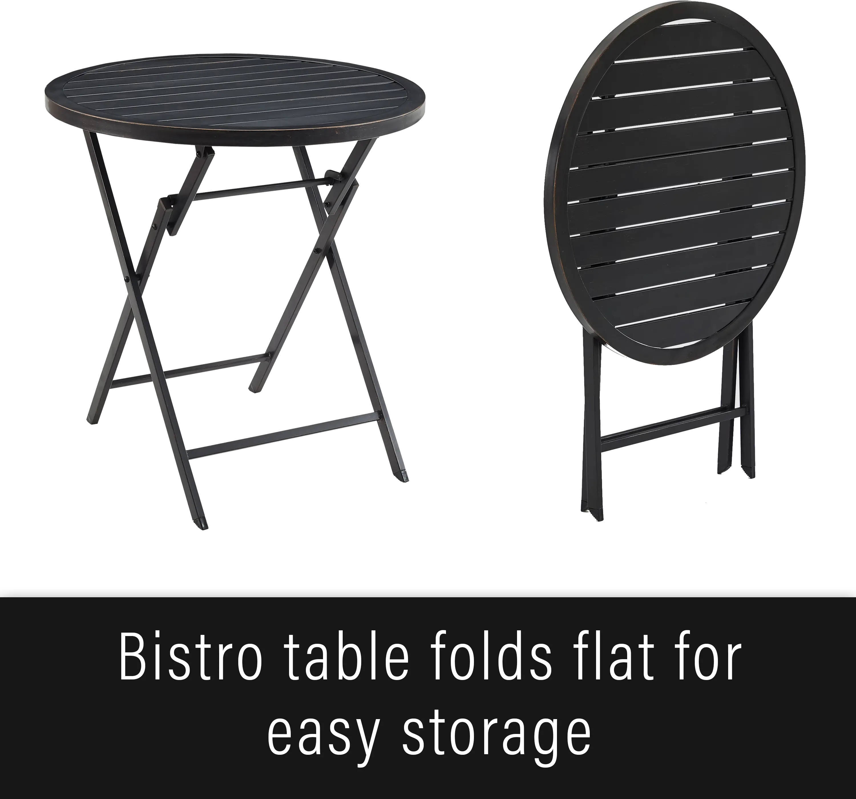 KO60040BZ-OL Kaplan 3 Piece Oatmeal Outdoor Metal Bistro Set with Swivel Chairs-6