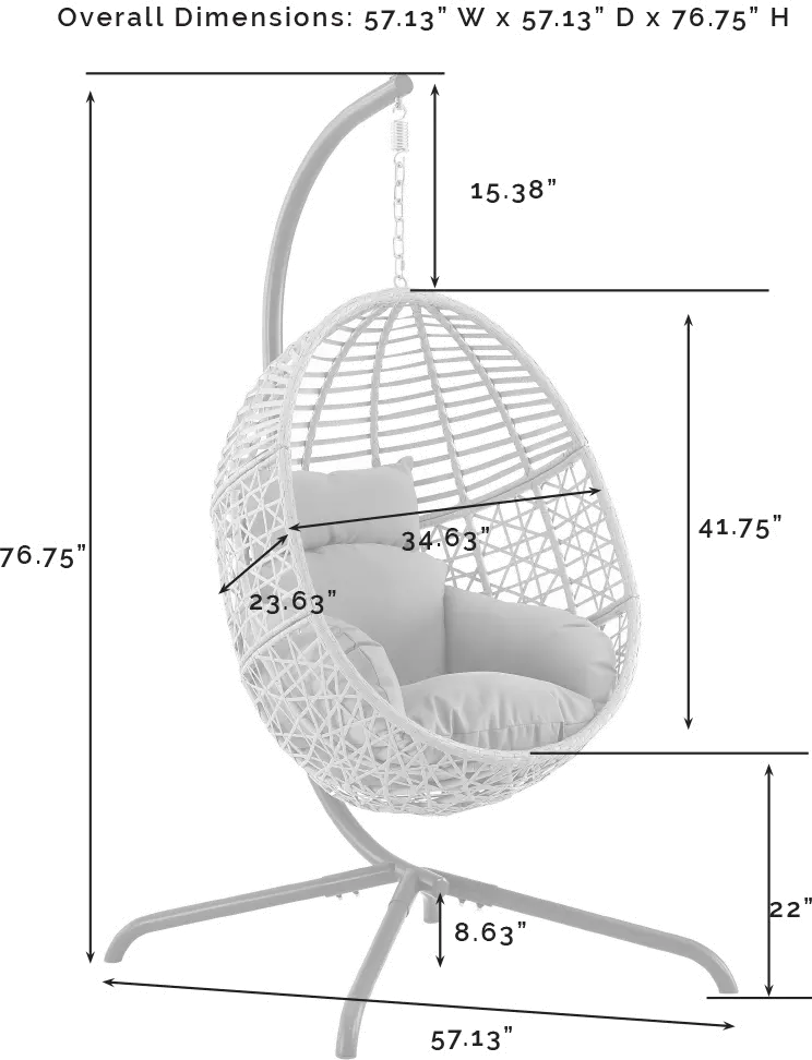 KO70232LG Lorelei Indoor/Outdoor Wicker Hanging Egg Chair-1