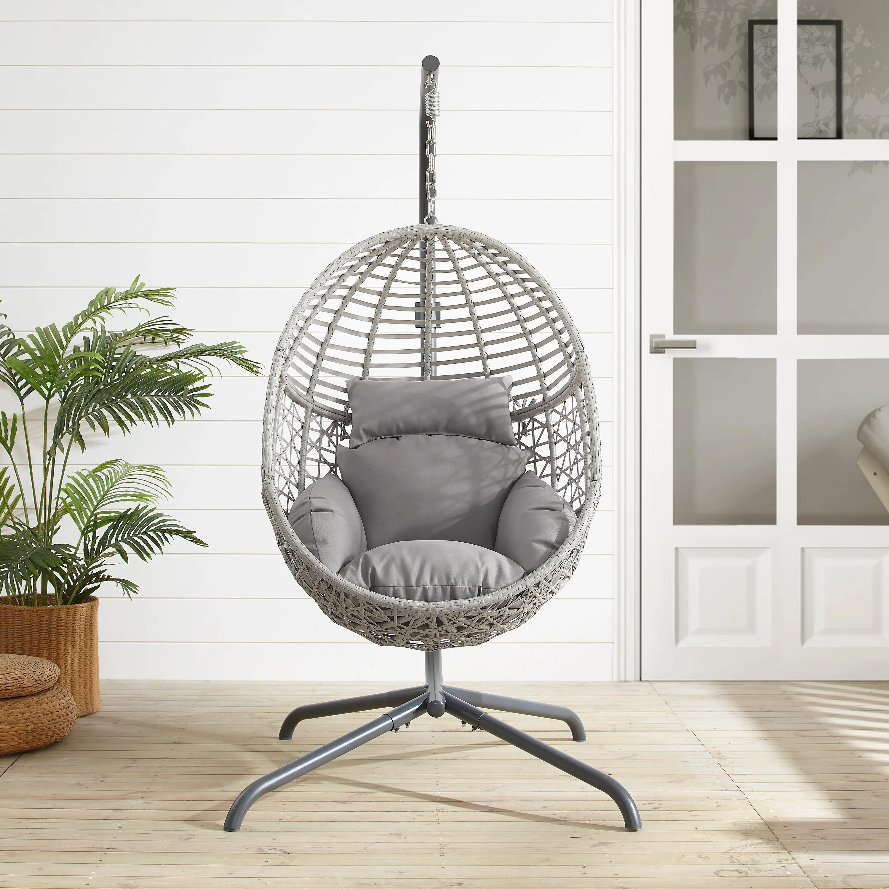 KO70232LG Lorelei Indoor/Outdoor Wicker Hanging Egg Chair-3