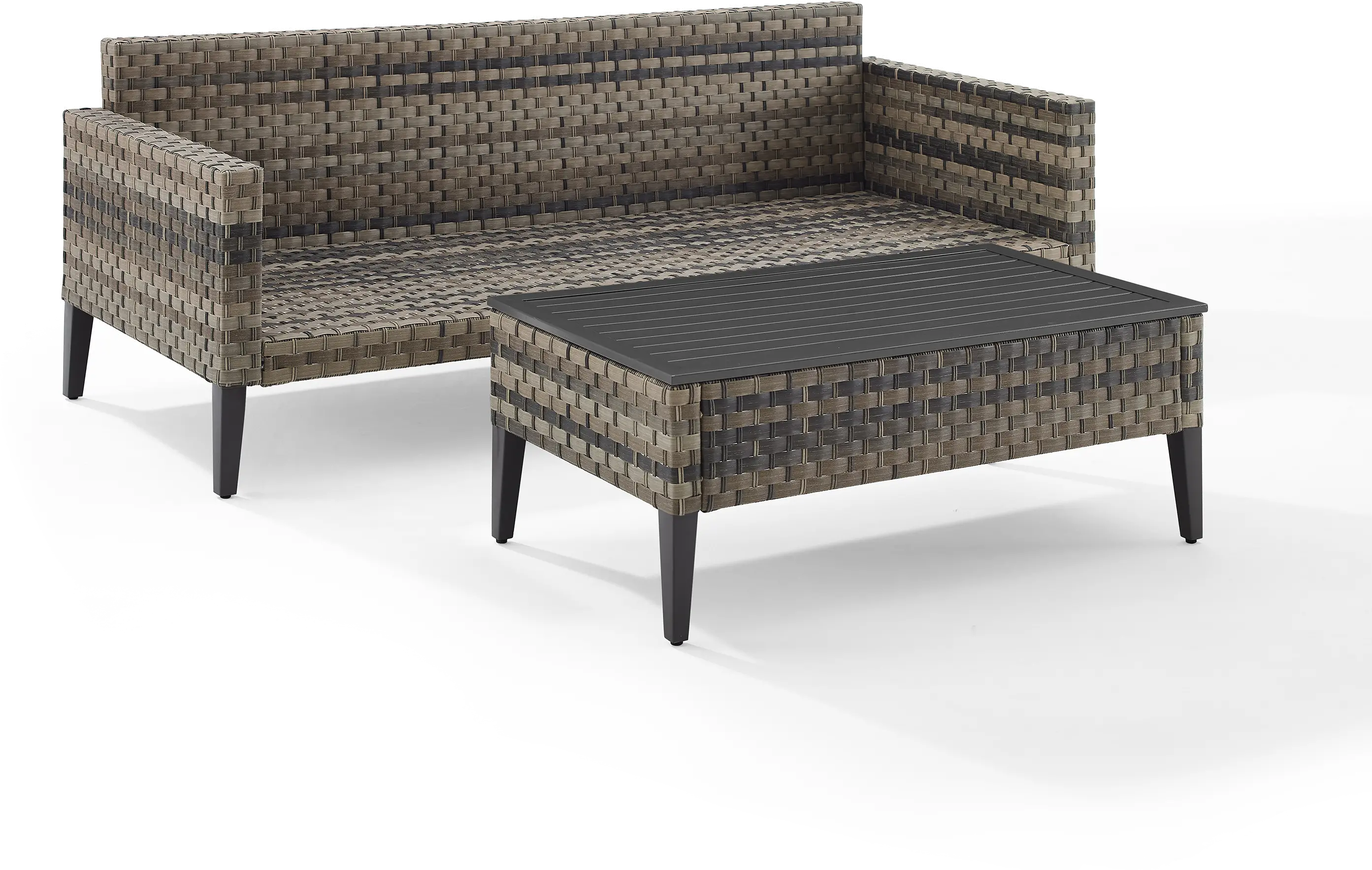 KO70254BR-TE Prescott Taupe Outdoor Wicker Sofa & Coffee Table Set-10