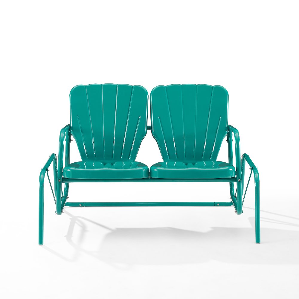 Ridgeland Turquoise Outdoor Metal Loveseat Glider