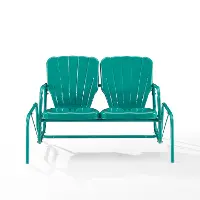 CO1032-TU Ridgeland Turquoise Outdoor Metal Loveseat Glider
