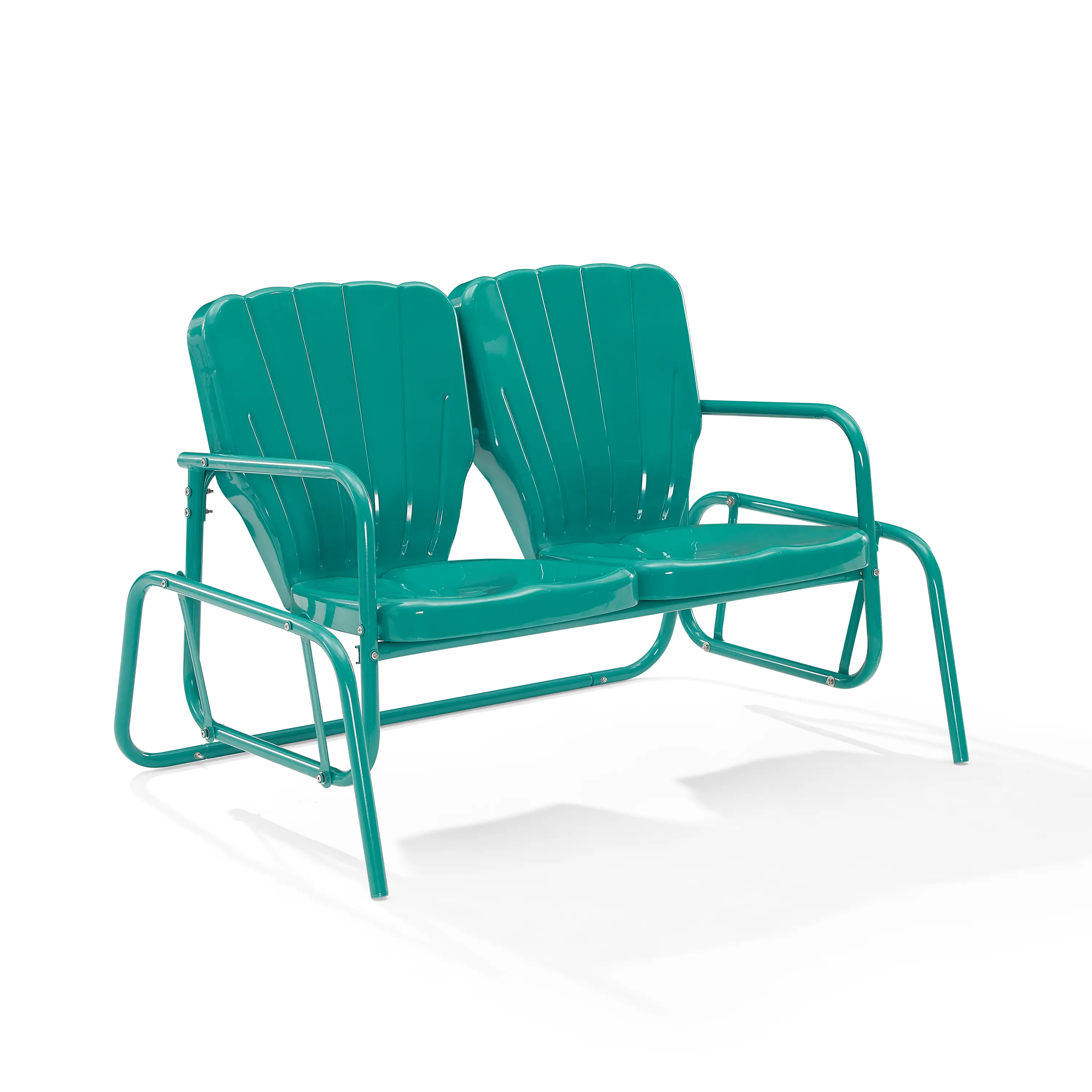 CO1032-TU Ridgeland Turquoise Outdoor Metal Loveseat Glider-4