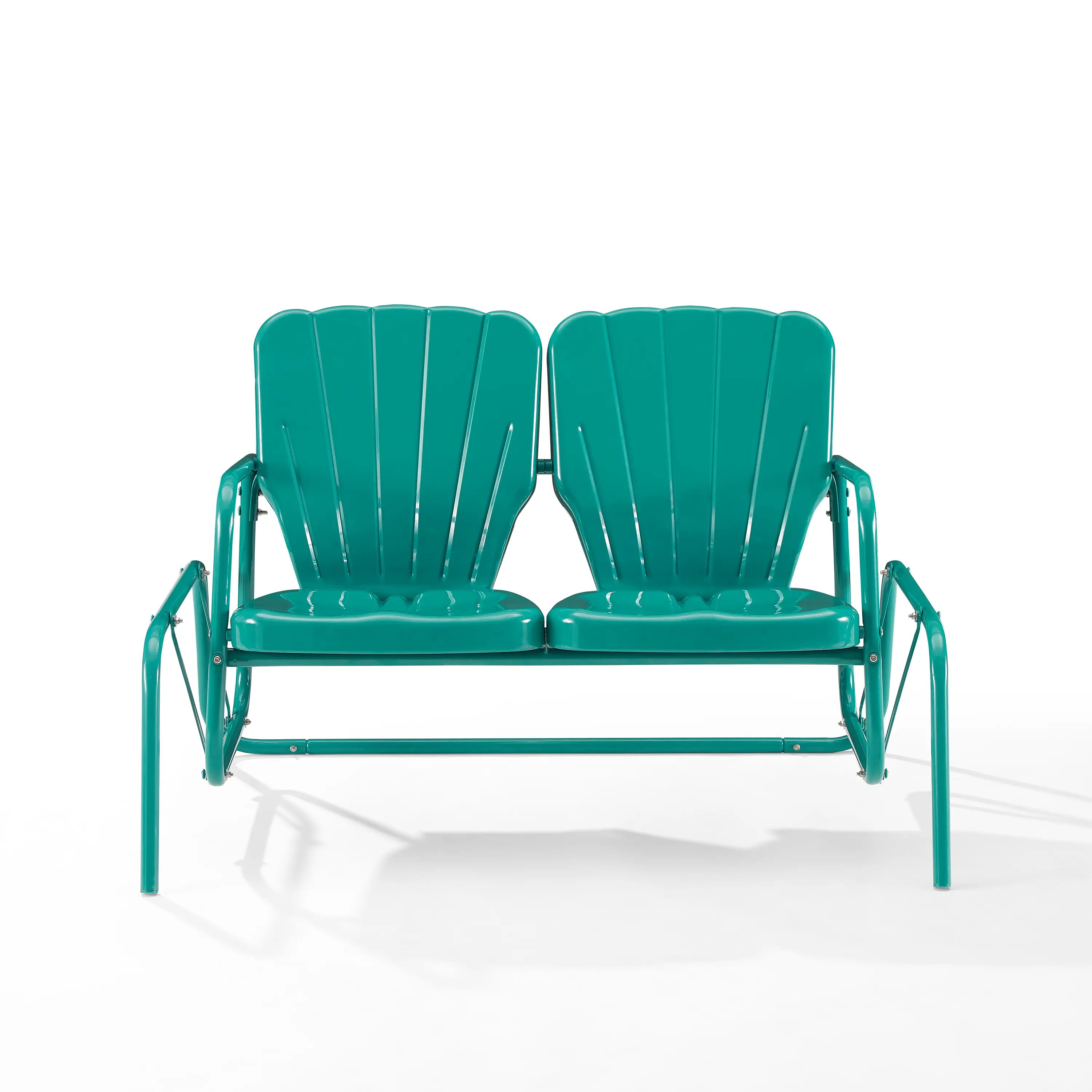 CO1032-TU Ridgeland Turquoise Outdoor Metal Loveseat Glider-3