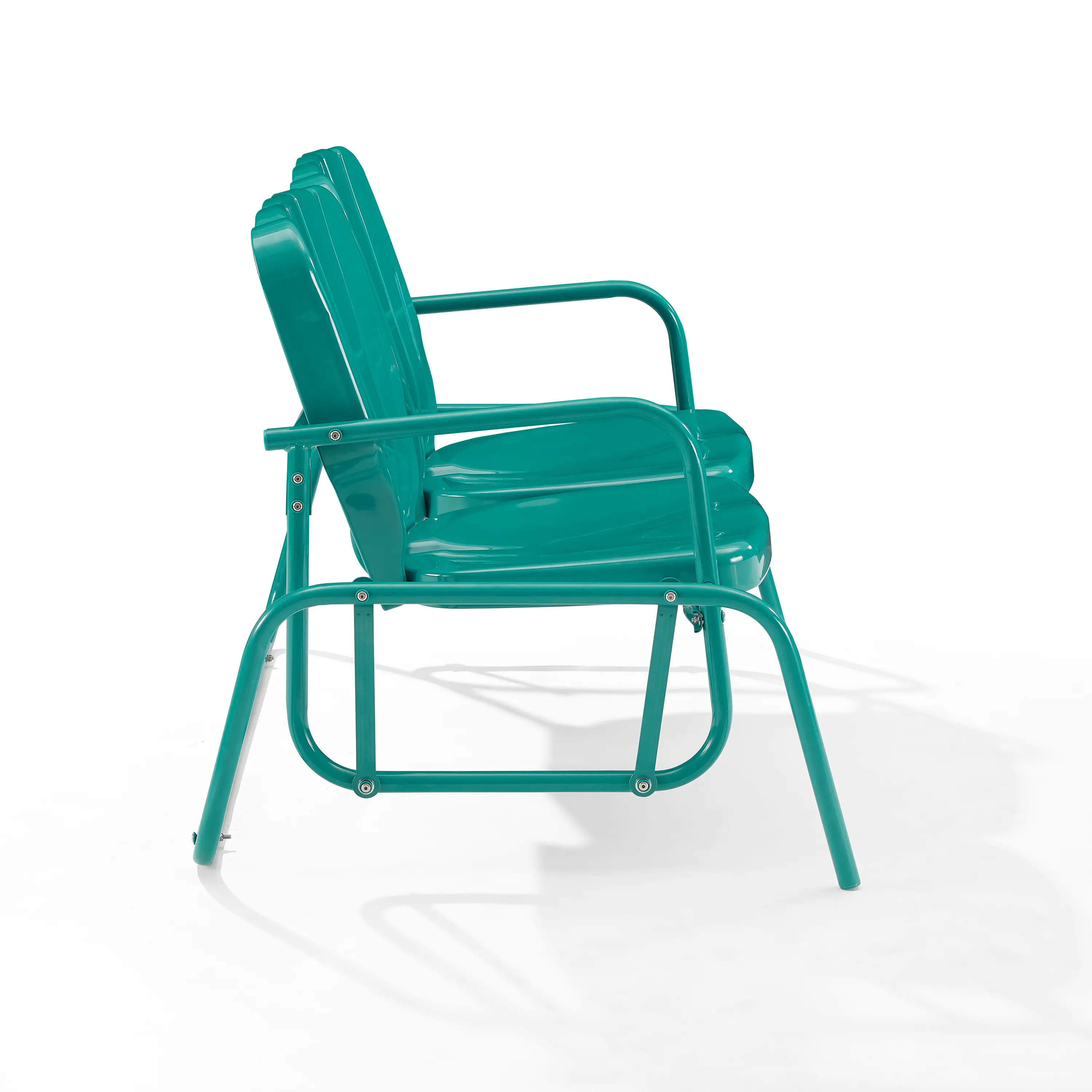 CO1032-TU Ridgeland Turquoise Outdoor Metal Loveseat Glider-5