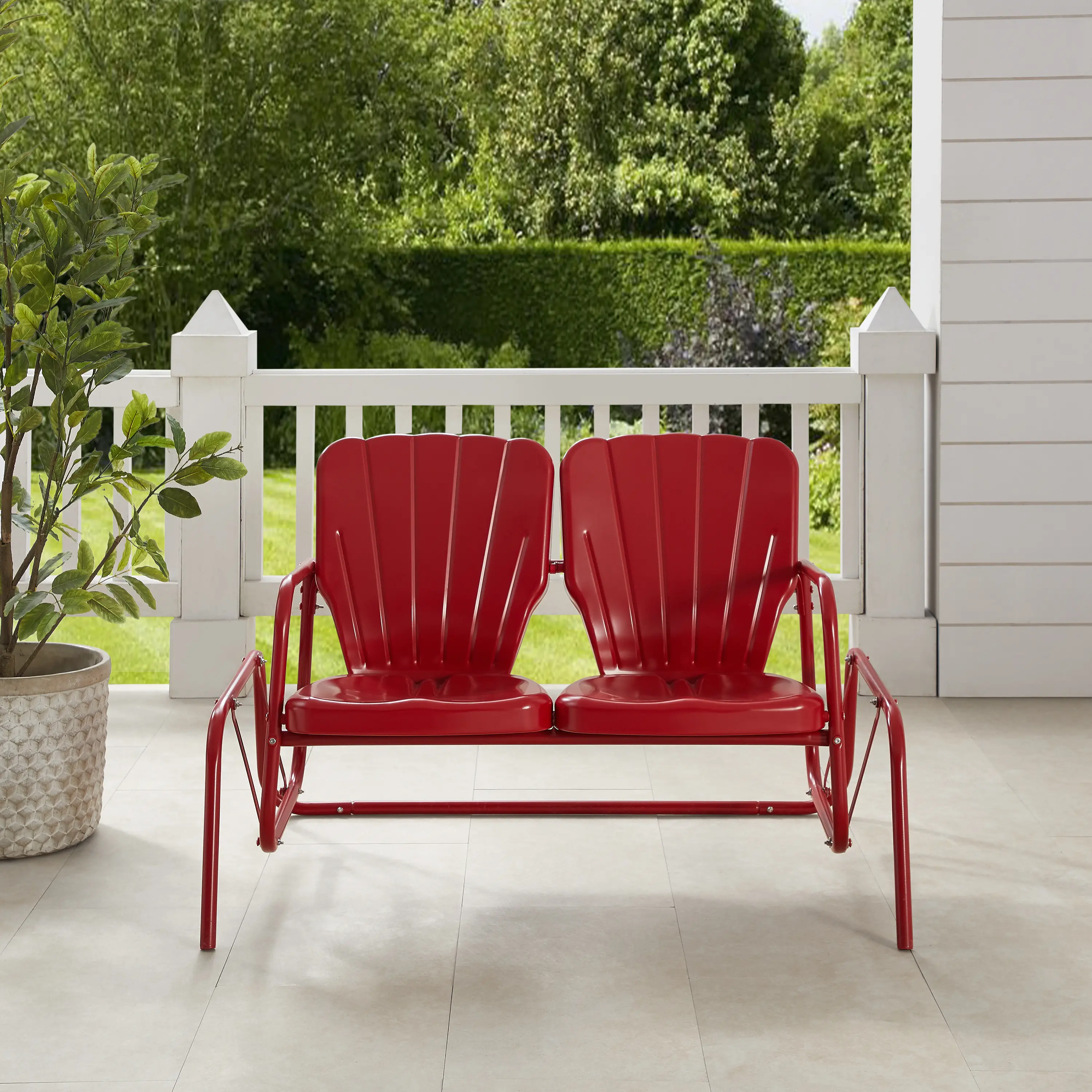 CO1032-RE Ridgeland Red Outdoor Metal Loveseat Glider-2