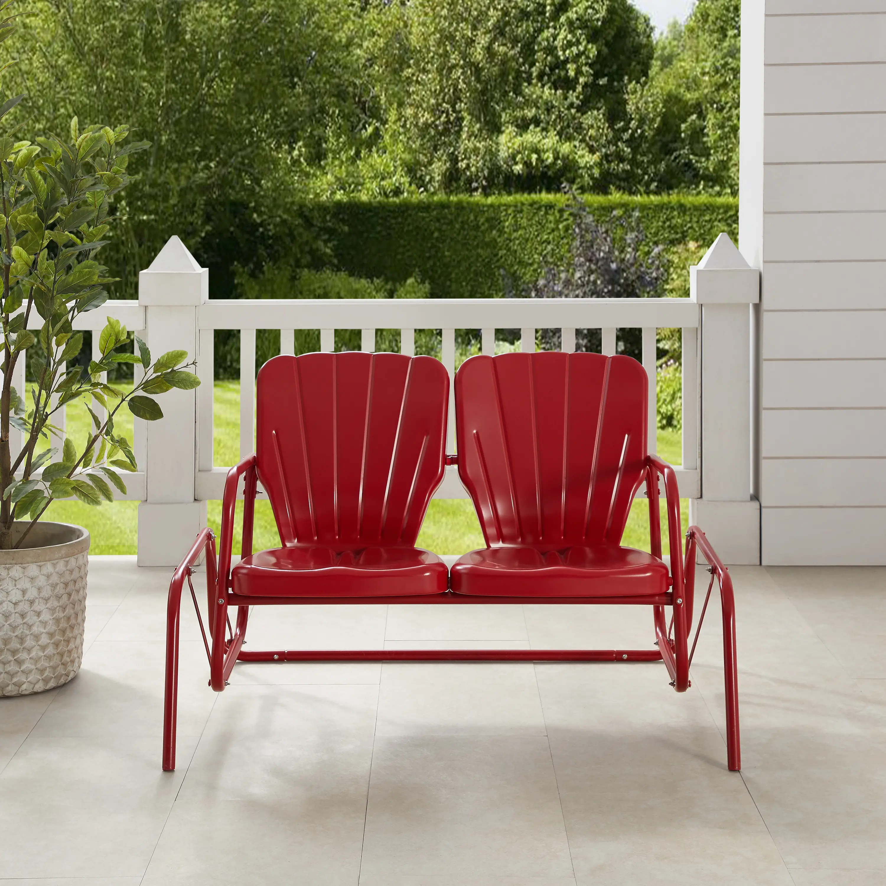 CO1032-RE Ridgeland Red Outdoor Metal Loveseat Glider-1