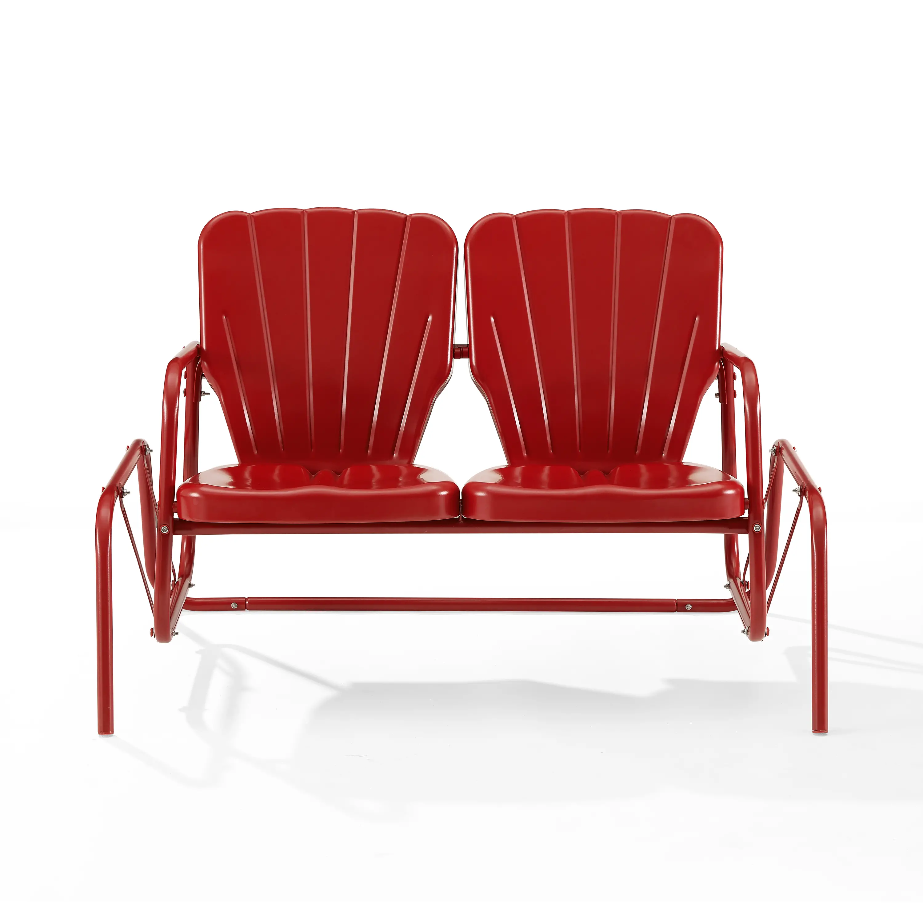 CO1032-RE Ridgeland Red Outdoor Metal Loveseat Glider-3