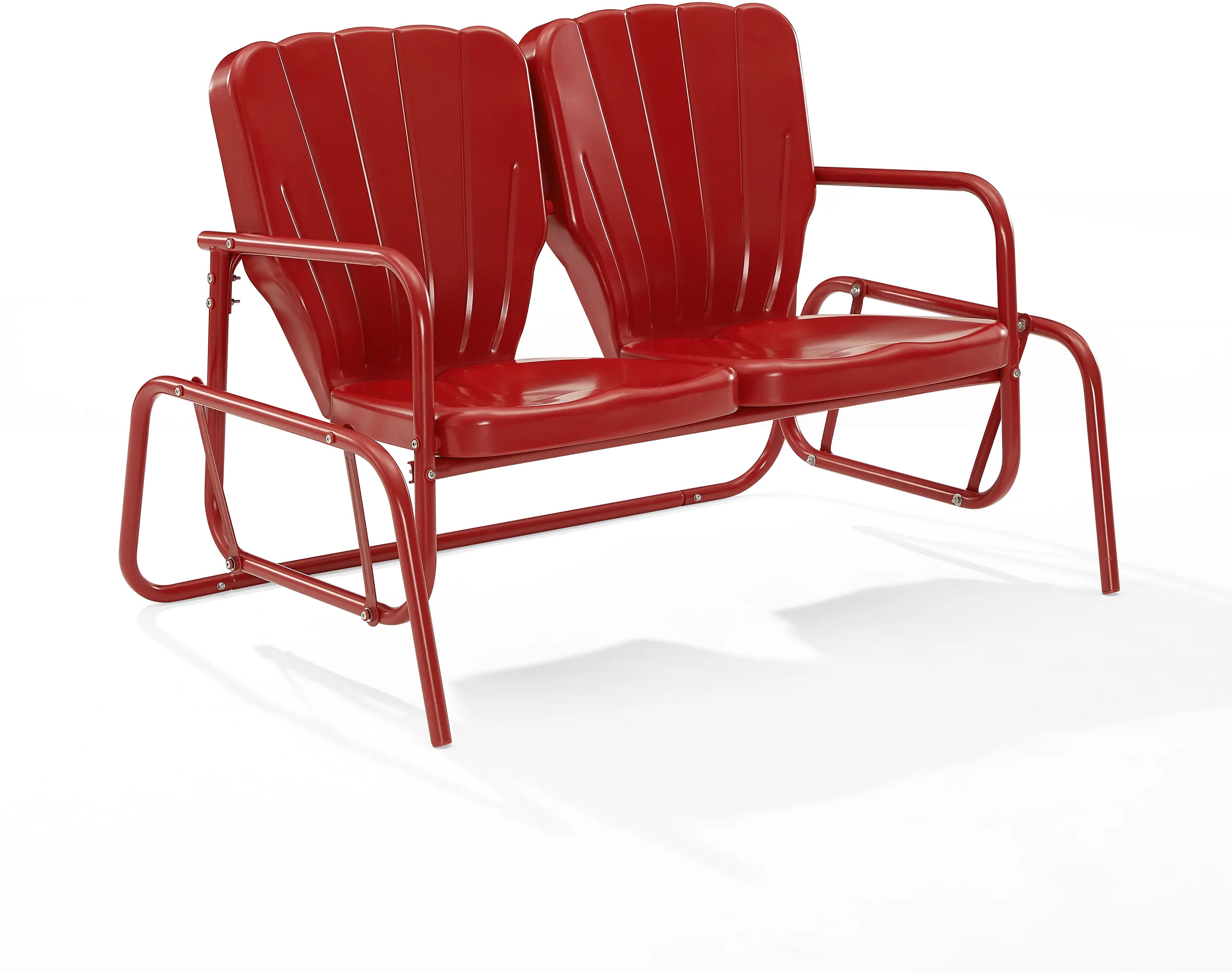 CO1032-RE Ridgeland Red Outdoor Metal Loveseat Glider-4