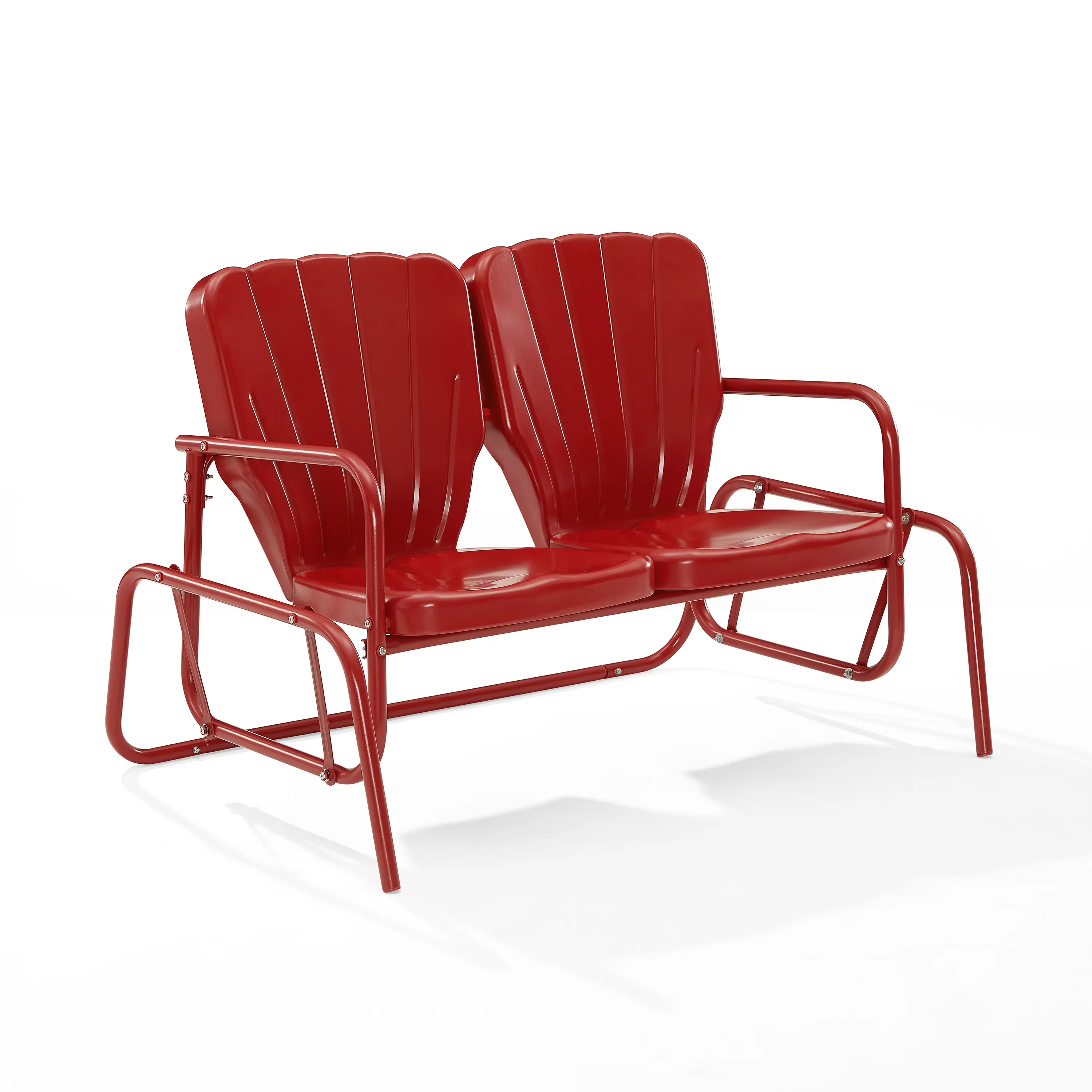 CO1032-RE Ridgeland Red Outdoor Metal Loveseat Glider-4