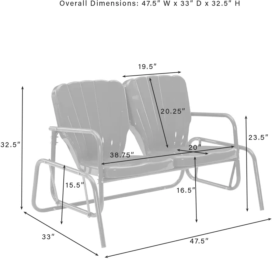 CO1032-RE Ridgeland Red Outdoor Metal Loveseat Glider-8