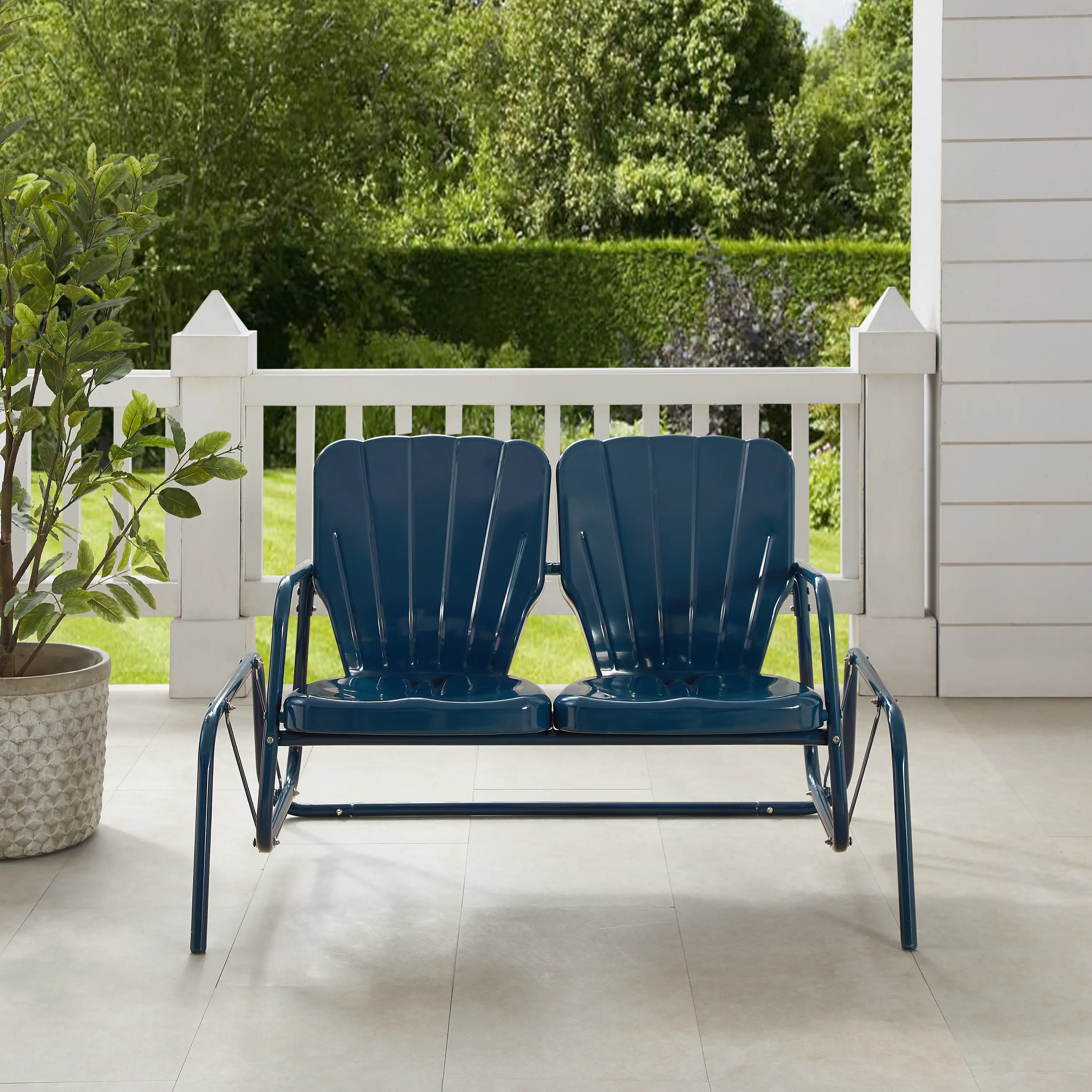 CO1032-NV Ridgeland Navy Outdoor Metal Loveseat Glider-2