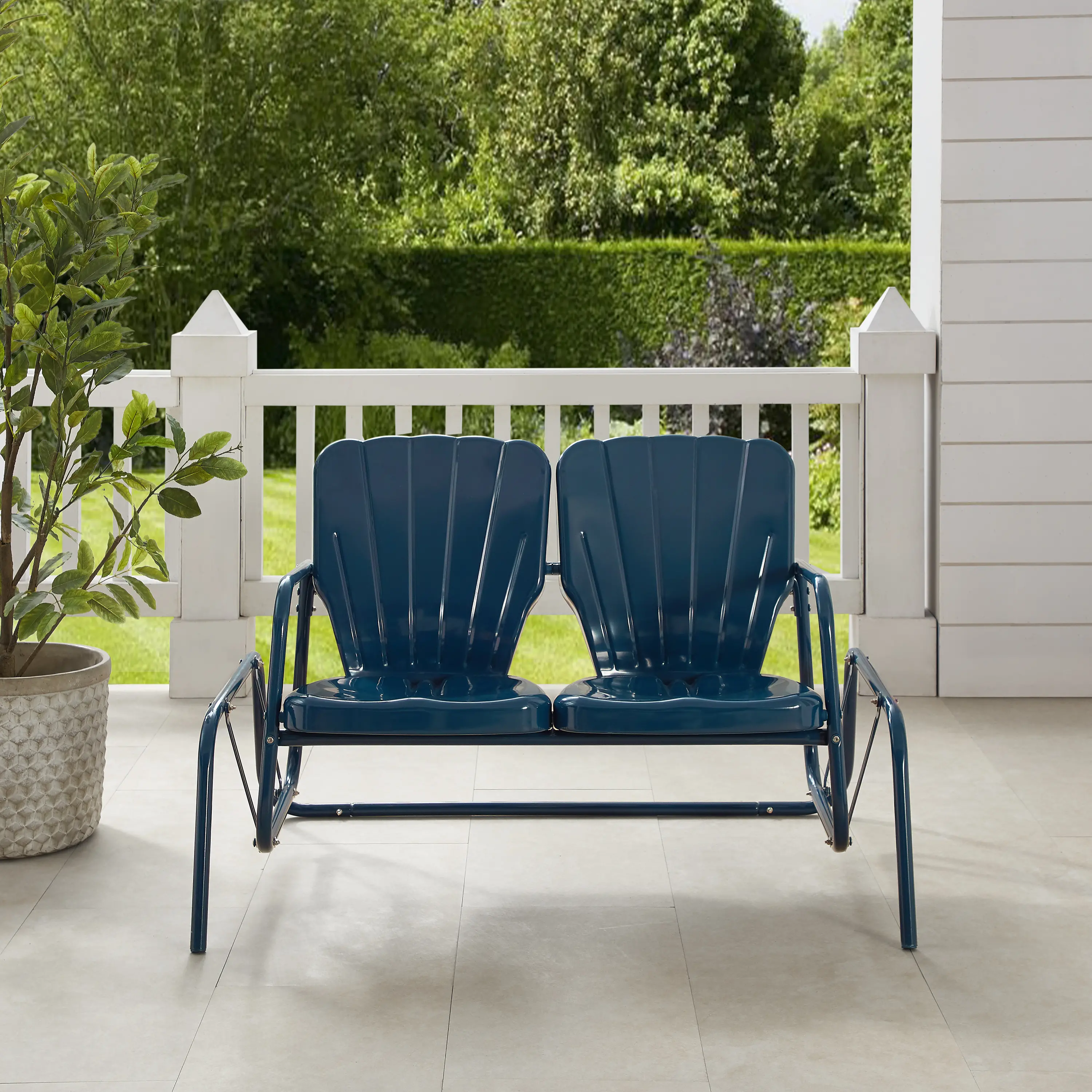 CO1032-NV Ridgeland Navy Outdoor Metal Loveseat Glider-1