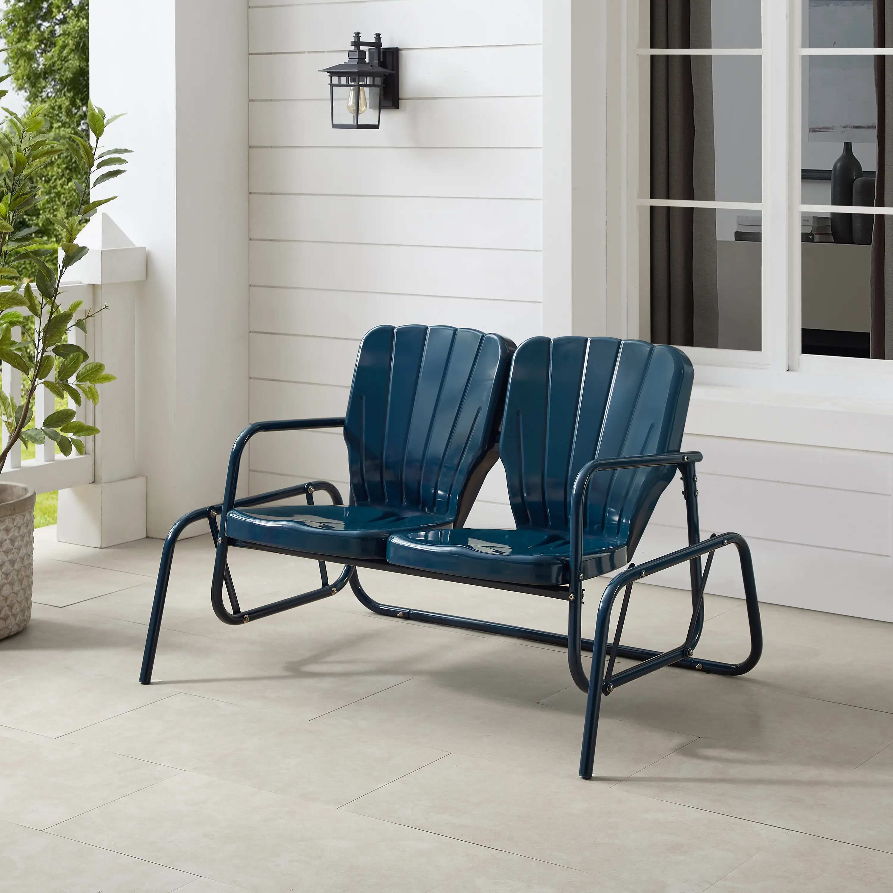 CO1032-NV Ridgeland Navy Outdoor Metal Loveseat Glider-3