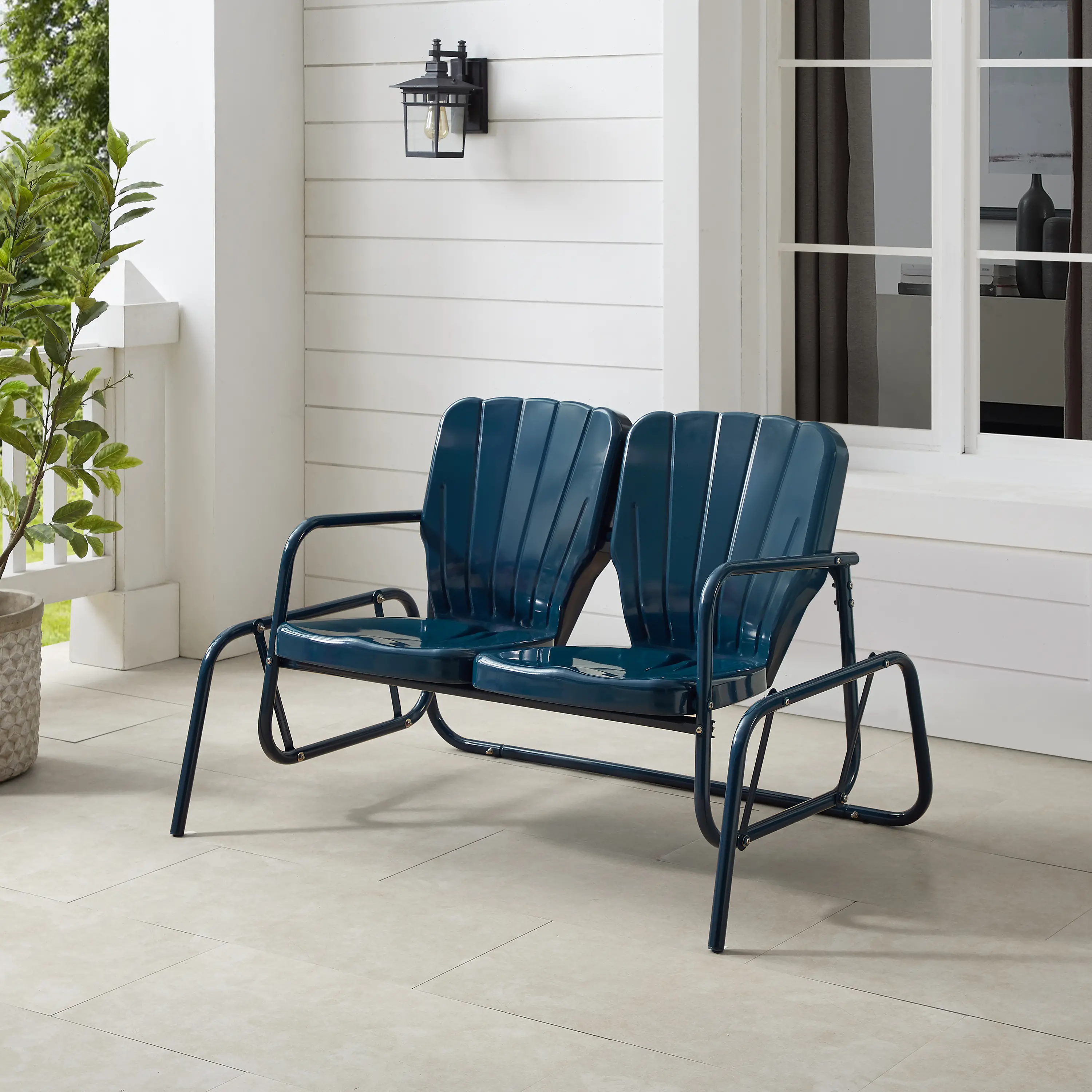 CO1032-NV Ridgeland Navy Outdoor Metal Loveseat Glider-2