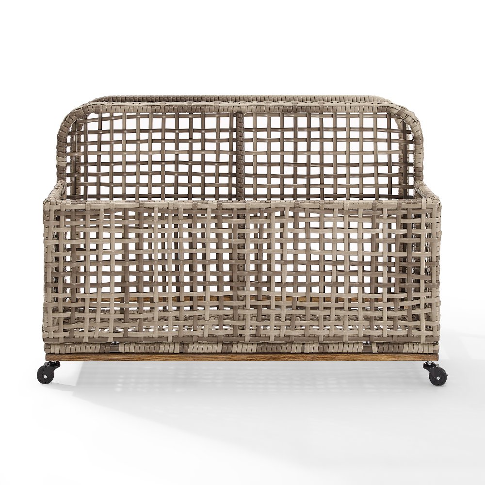 Ridley Outdoor Wicker And Metal Pool Storage Caddy