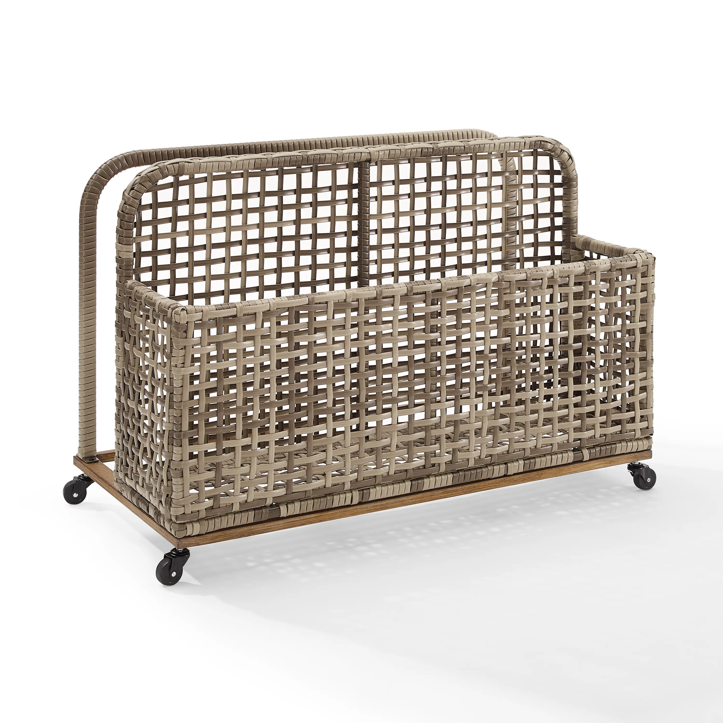CO7308BR-GY Ridley Outdoor Wicker And Metal Pool Storage Caddy-4