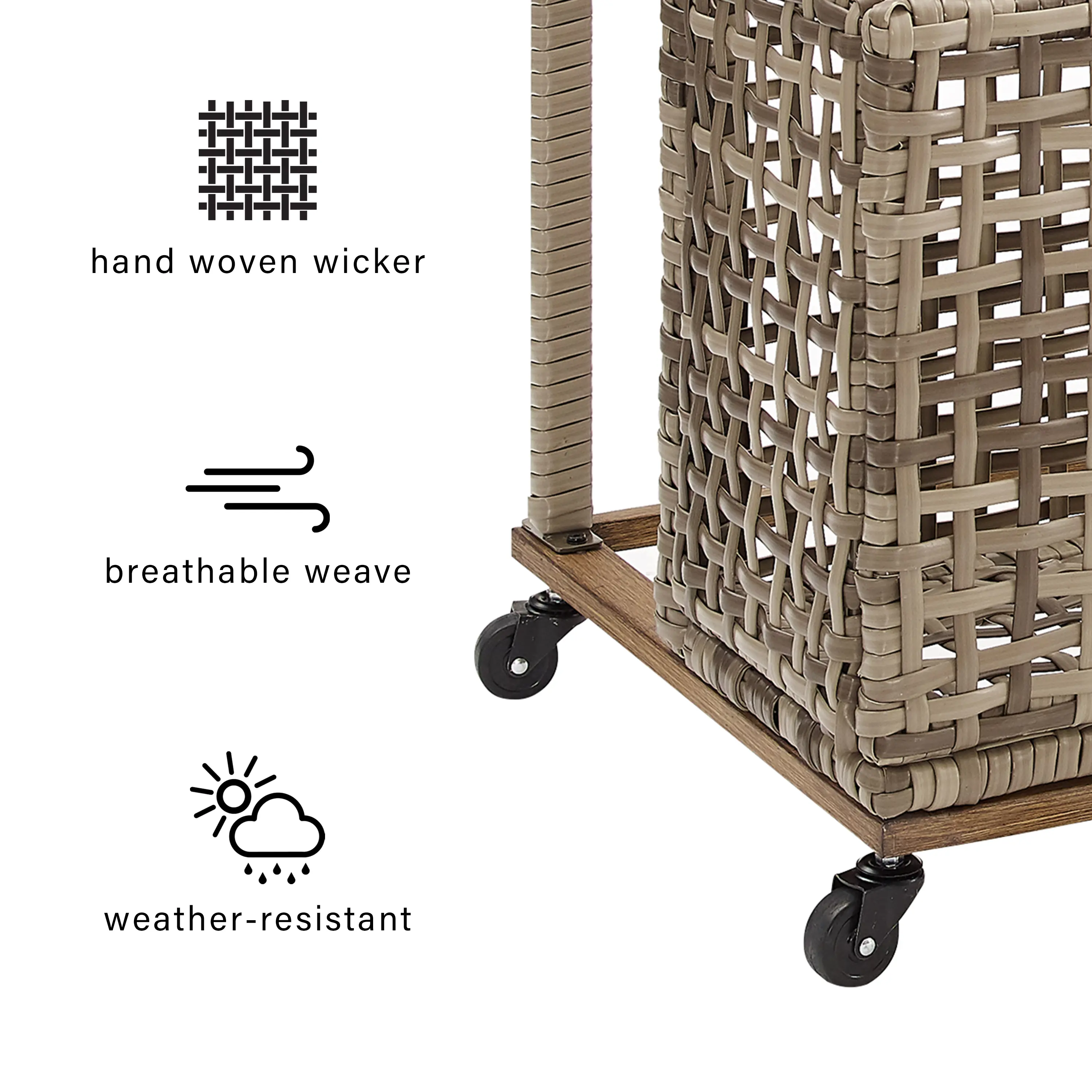 CO7308BR-GY Ridley Outdoor Wicker And Metal Pool Storage Caddy-7