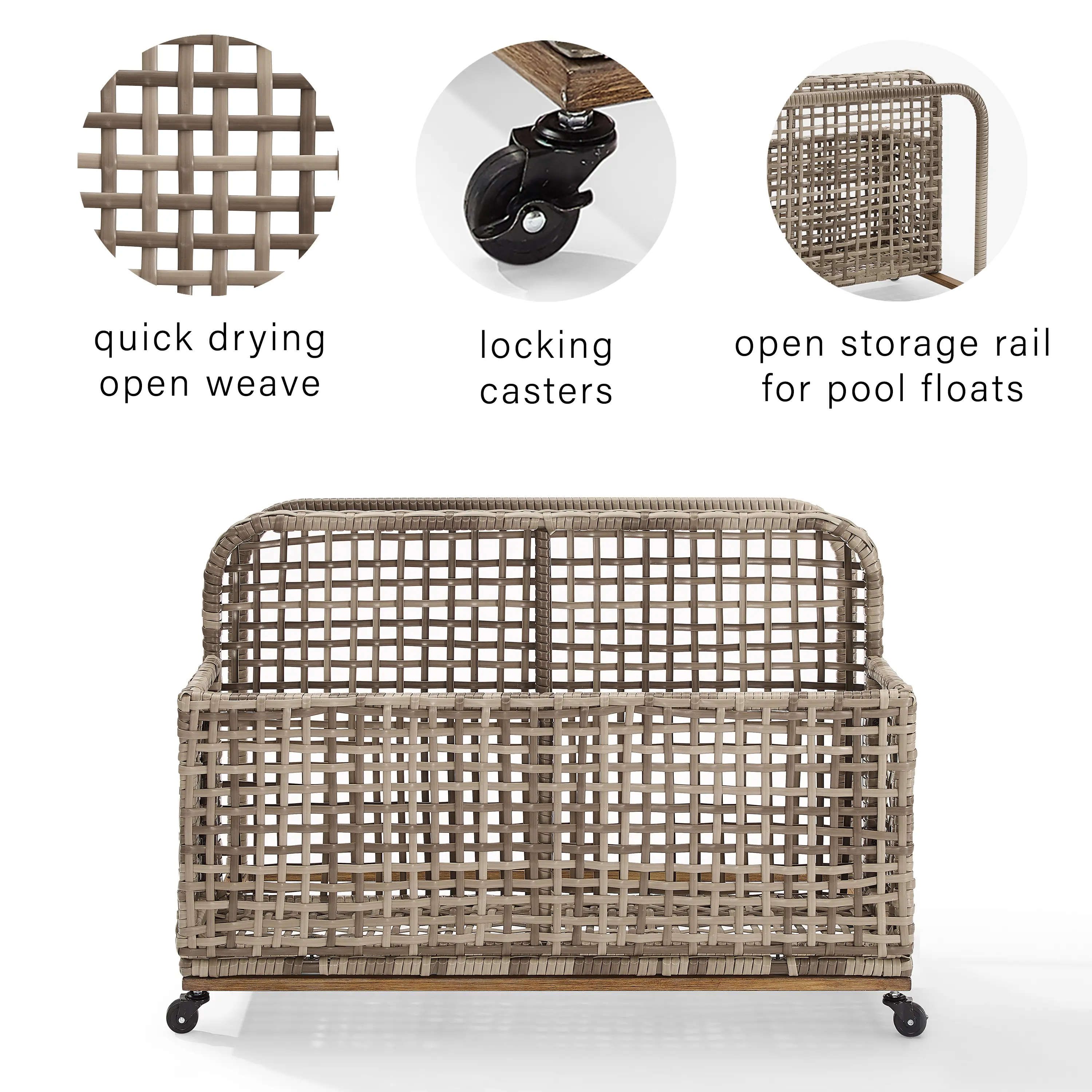 CO7308BR-GY Ridley Outdoor Wicker And Metal Pool Storage Caddy-8