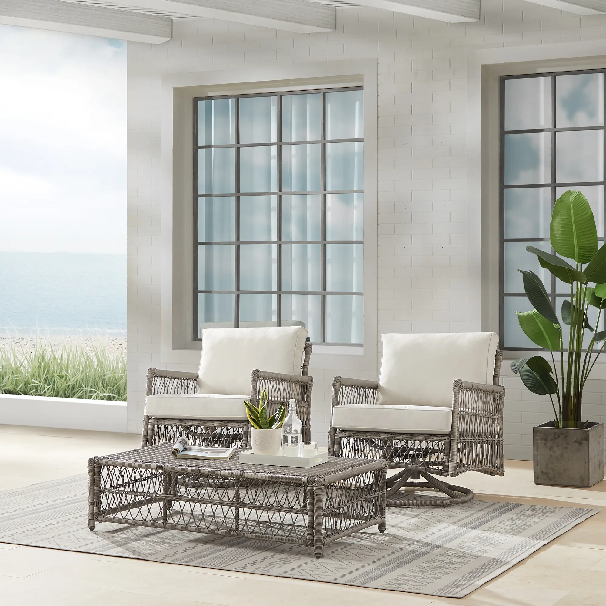 KO70438DW-CR Thatcher 3 Piece Outdoor Wicker Swivel Rocker and Ottoman Set-10
