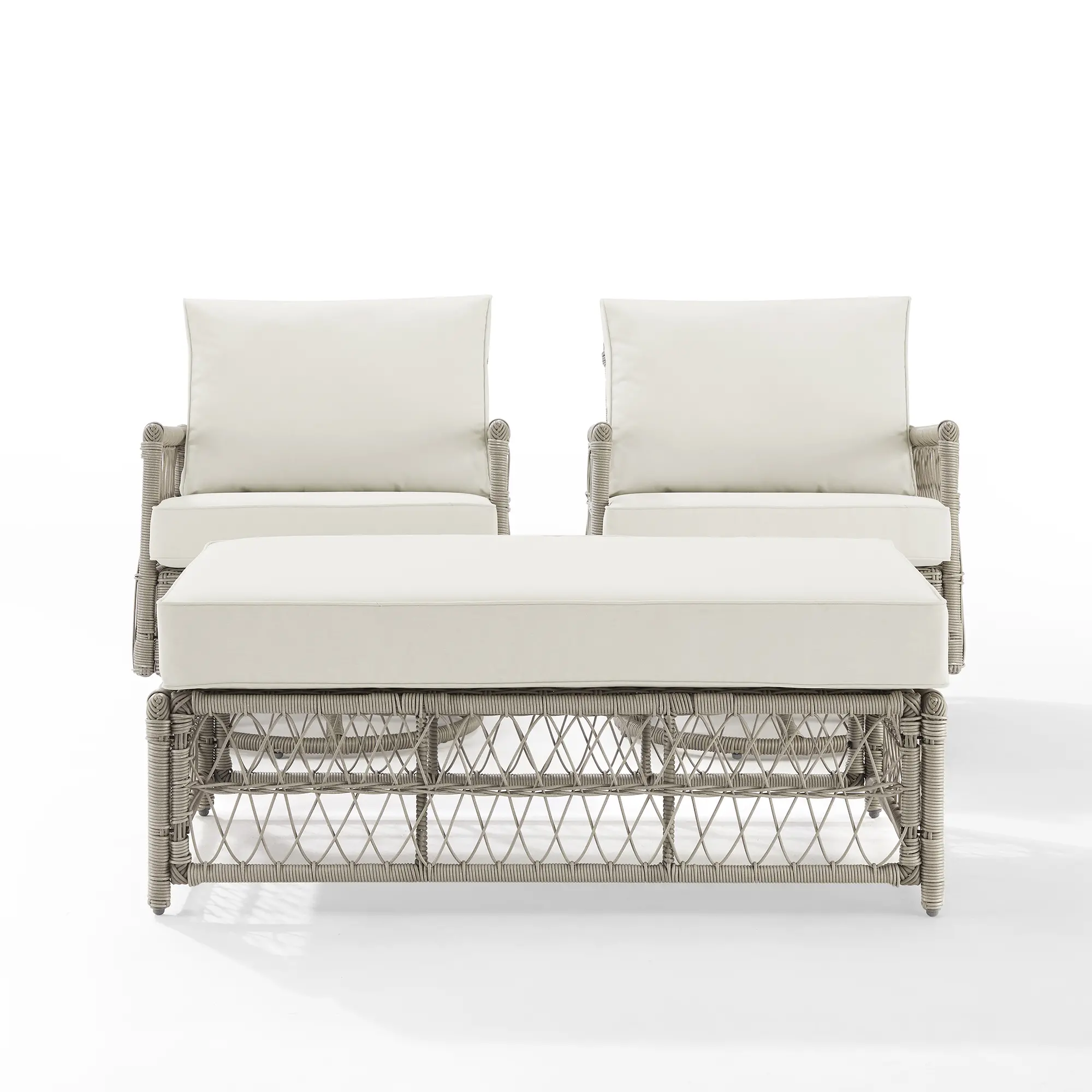 KO70438DW-CR Thatcher 3 Piece Outdoor Wicker Swivel Rocker and Ottoman Set-3
