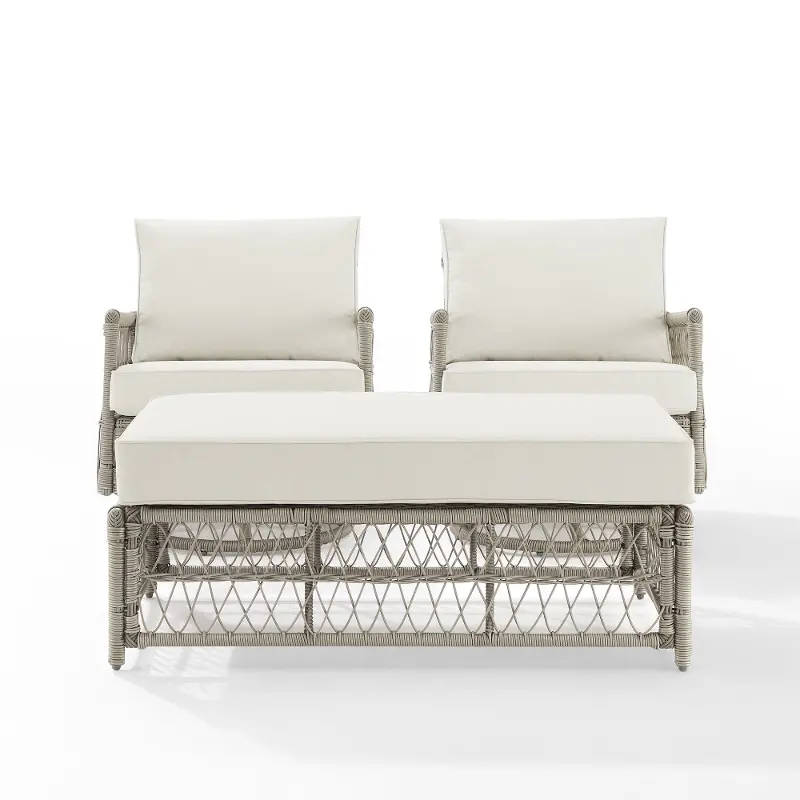 Crosley Thatcher Outdoor Wicker Swivel Rocker and Ottoman