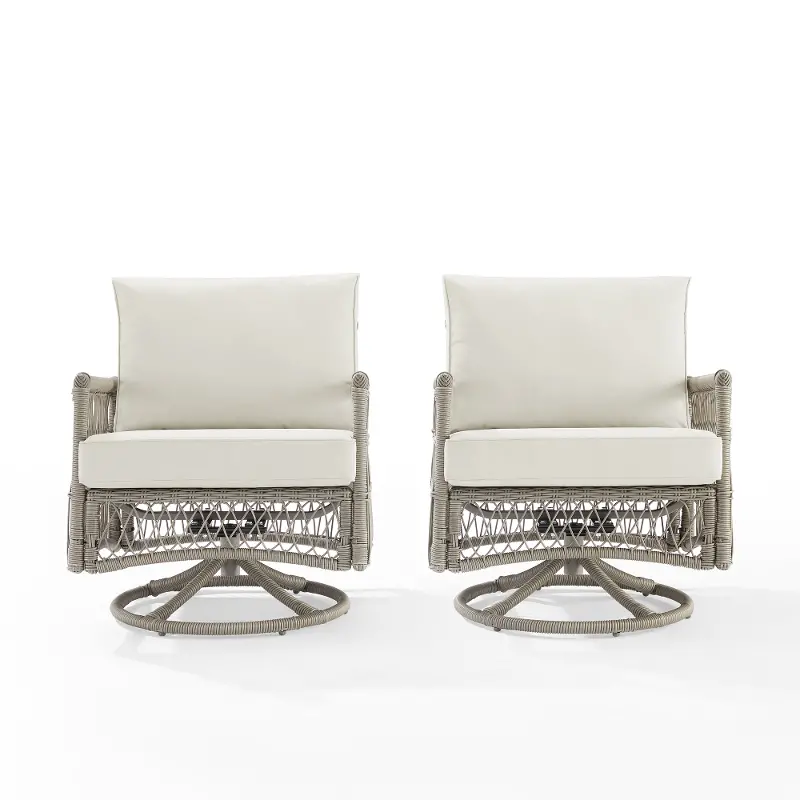 Thatcher 2 Piece Outdoor Wicker Swivel Rocker Chair Set