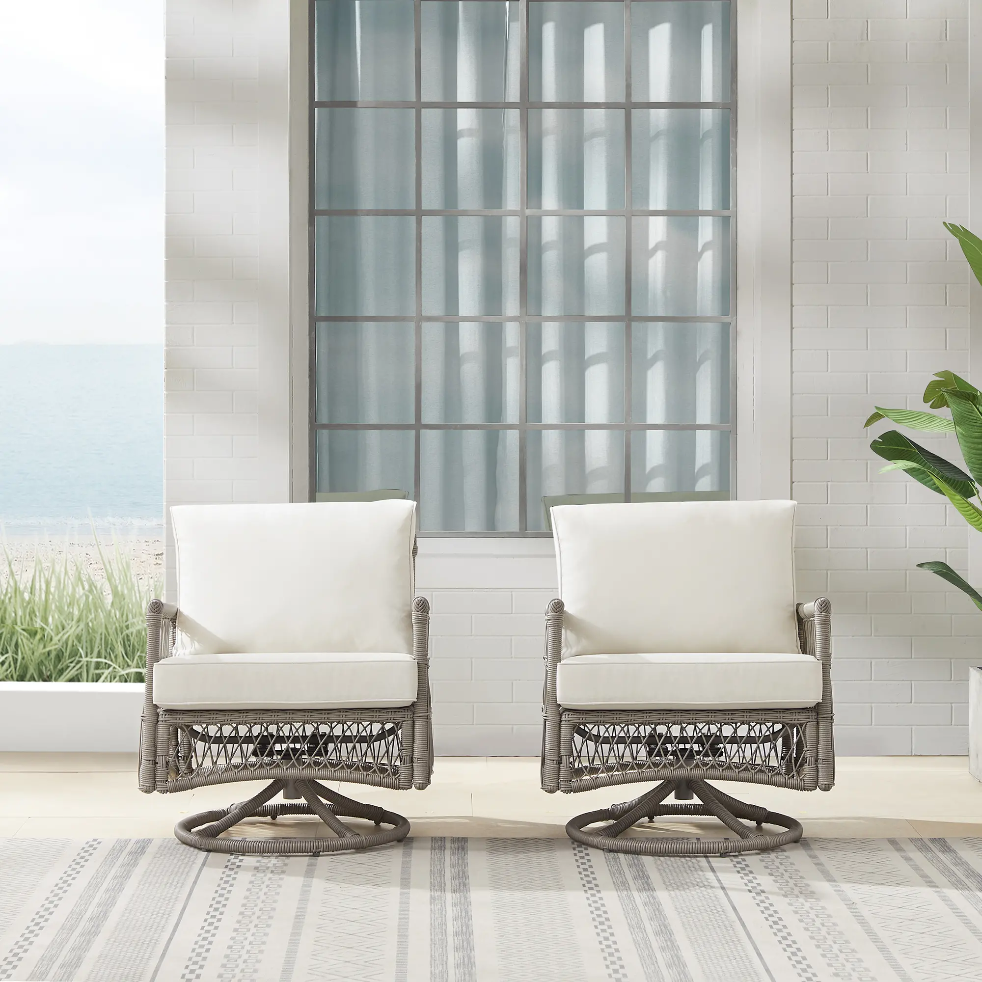 KO70435DW-CR Thatcher 2 Piece Outdoor Wicker Swivel Rocker Chair Set-2