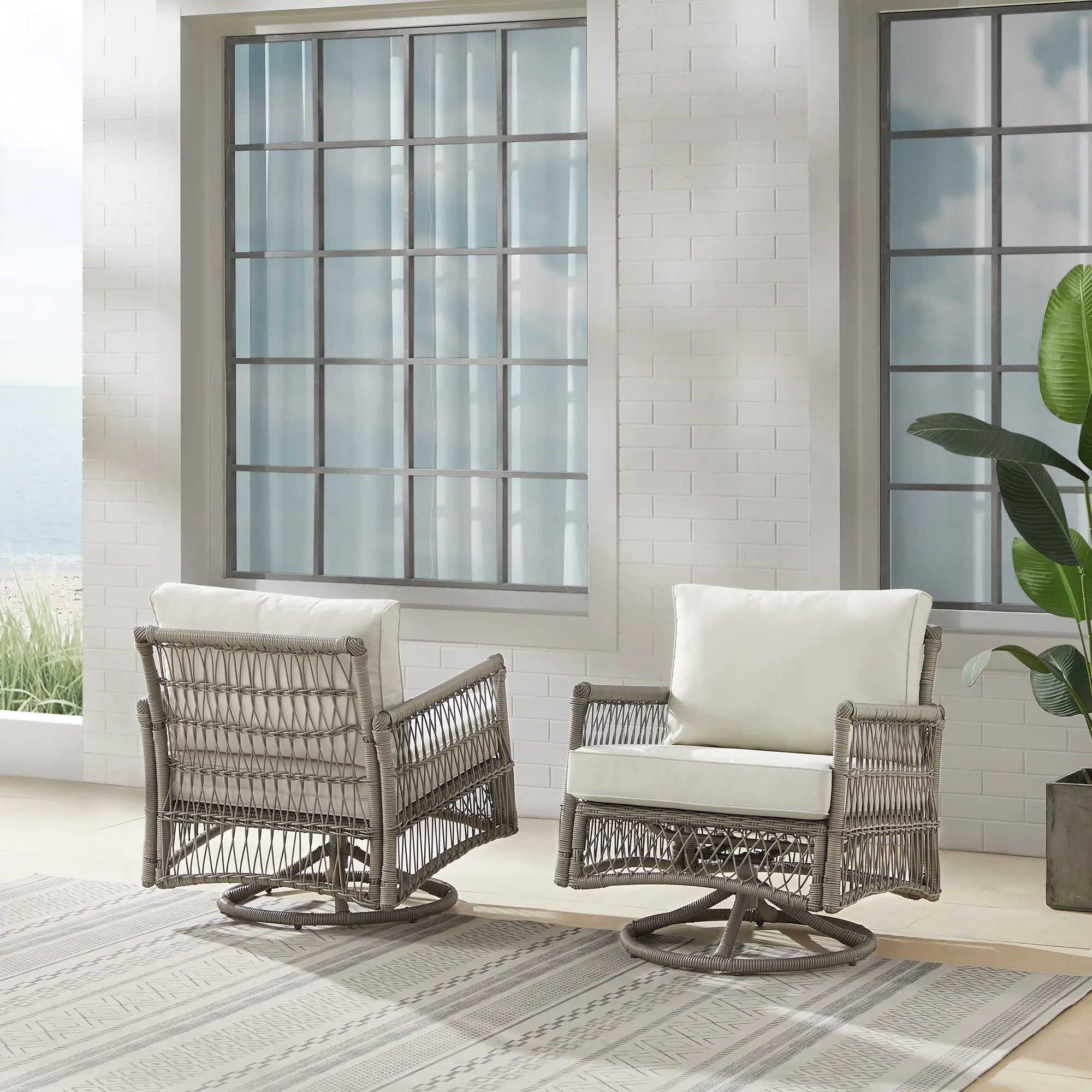 KO70435DW-CR Thatcher 2 Piece Outdoor Wicker Swivel Rocker Chair Set-4