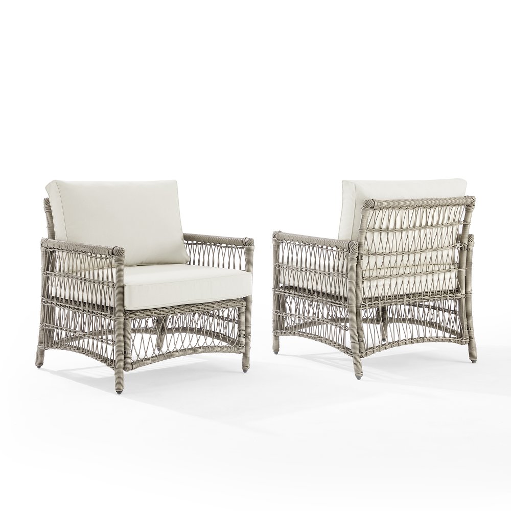 Thatcher 2 Piece Off-White Outdoor Wicker Armchair Set