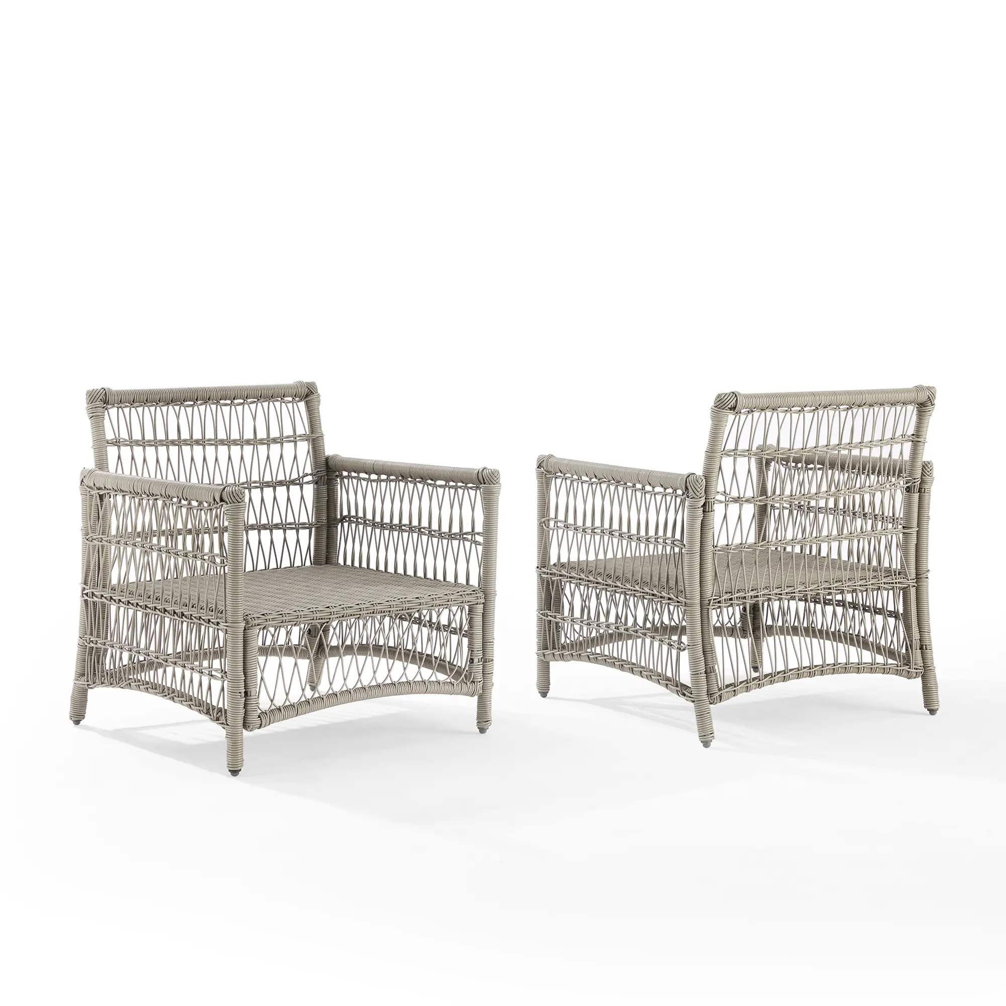 KO70434DW-CR Thatcher 2 Piece Off-White Outdoor Wicker Armchair Set-4