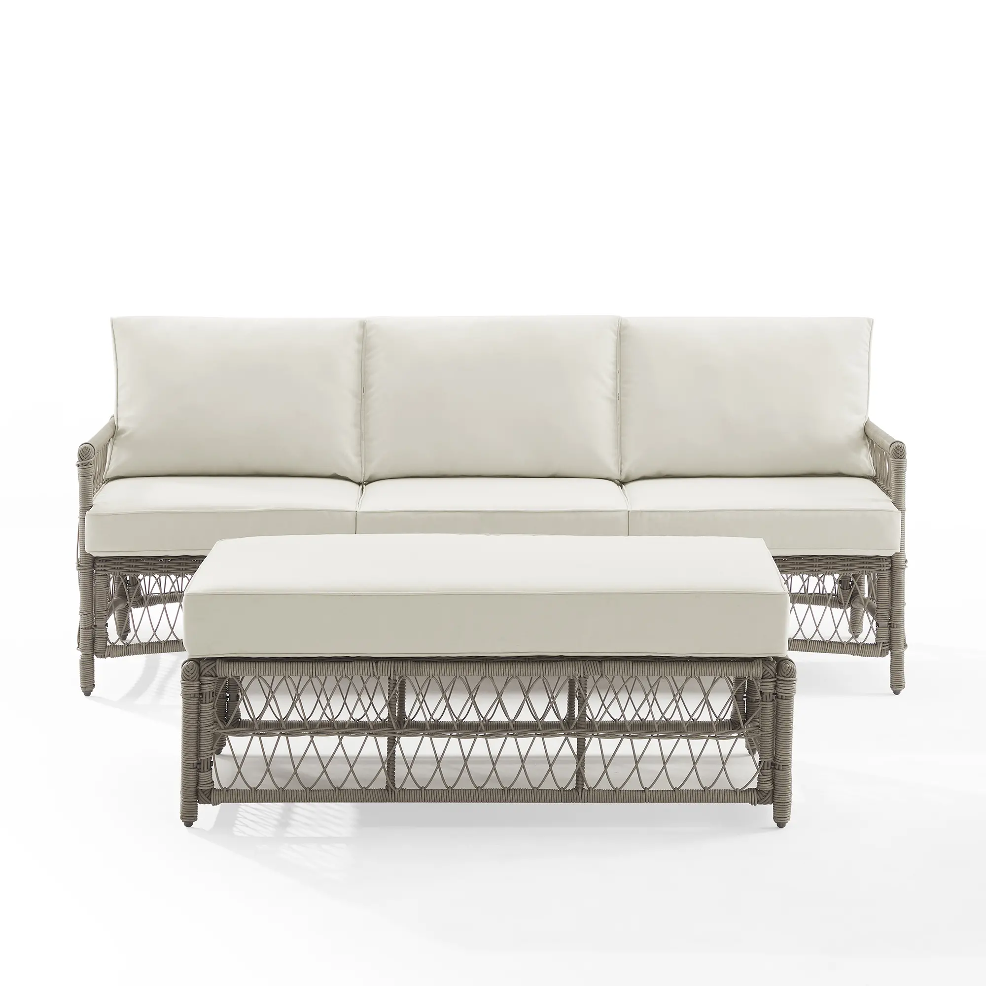 KO70436DW-CR Thatcher Patio Wicker Sofa and Coffee Table Set-1