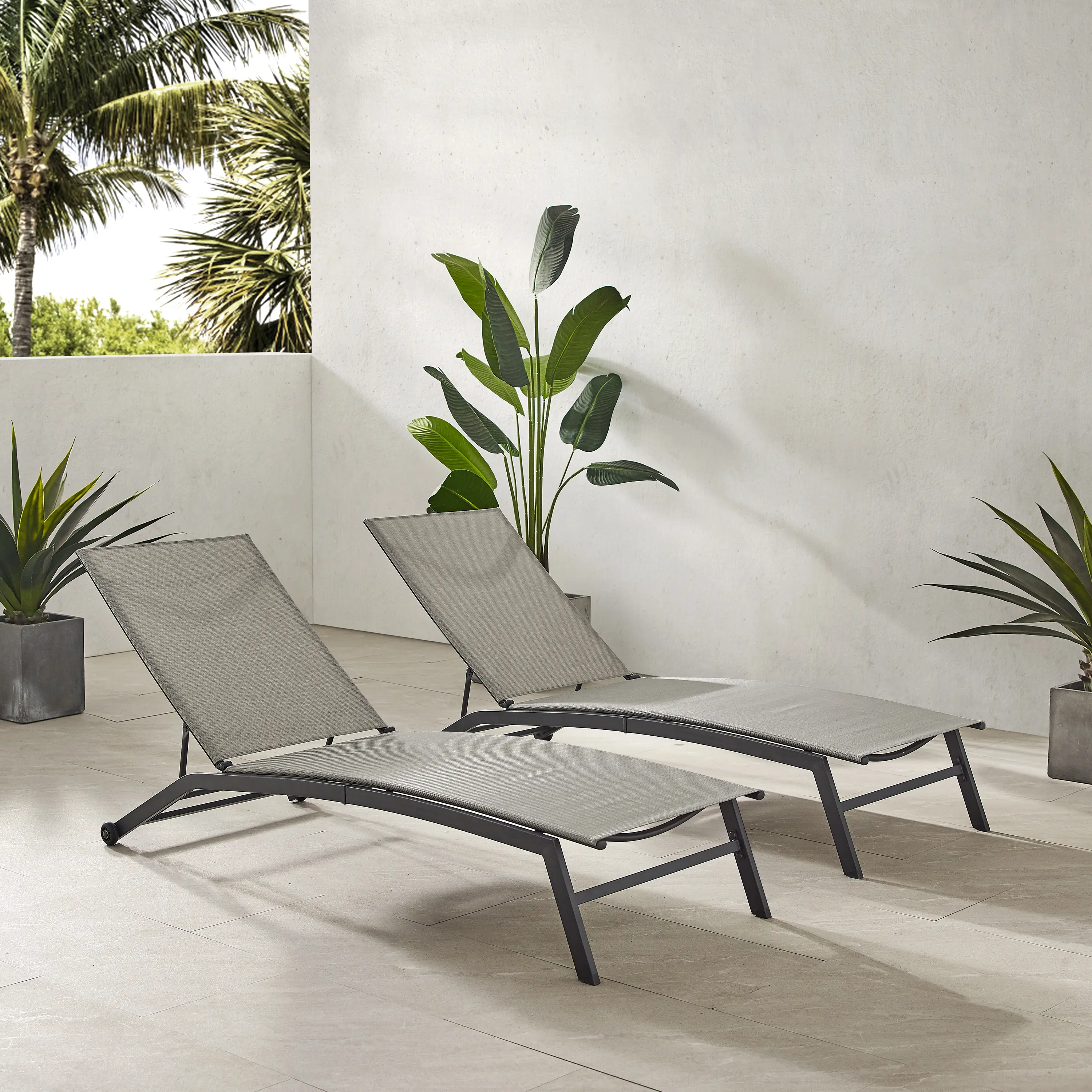 KO70390MB-LG Weaver 2 Piece Outdoor Sling Chaise Lounge Set-1