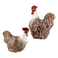 10  Large White and Brown Rooster Figurine