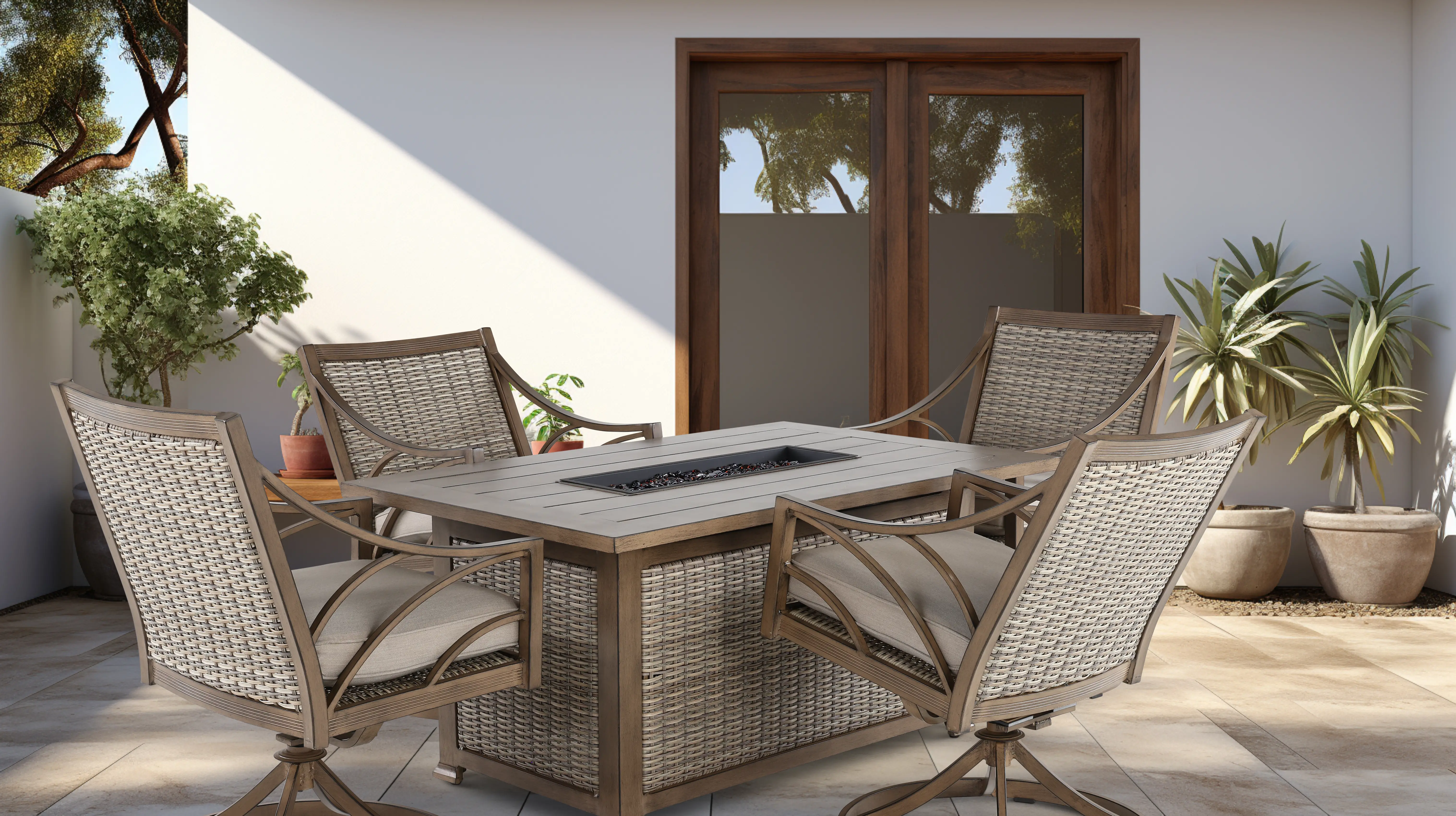 KIT/ART07900P01/FP Potomac Brown Firepit Patio Table-10