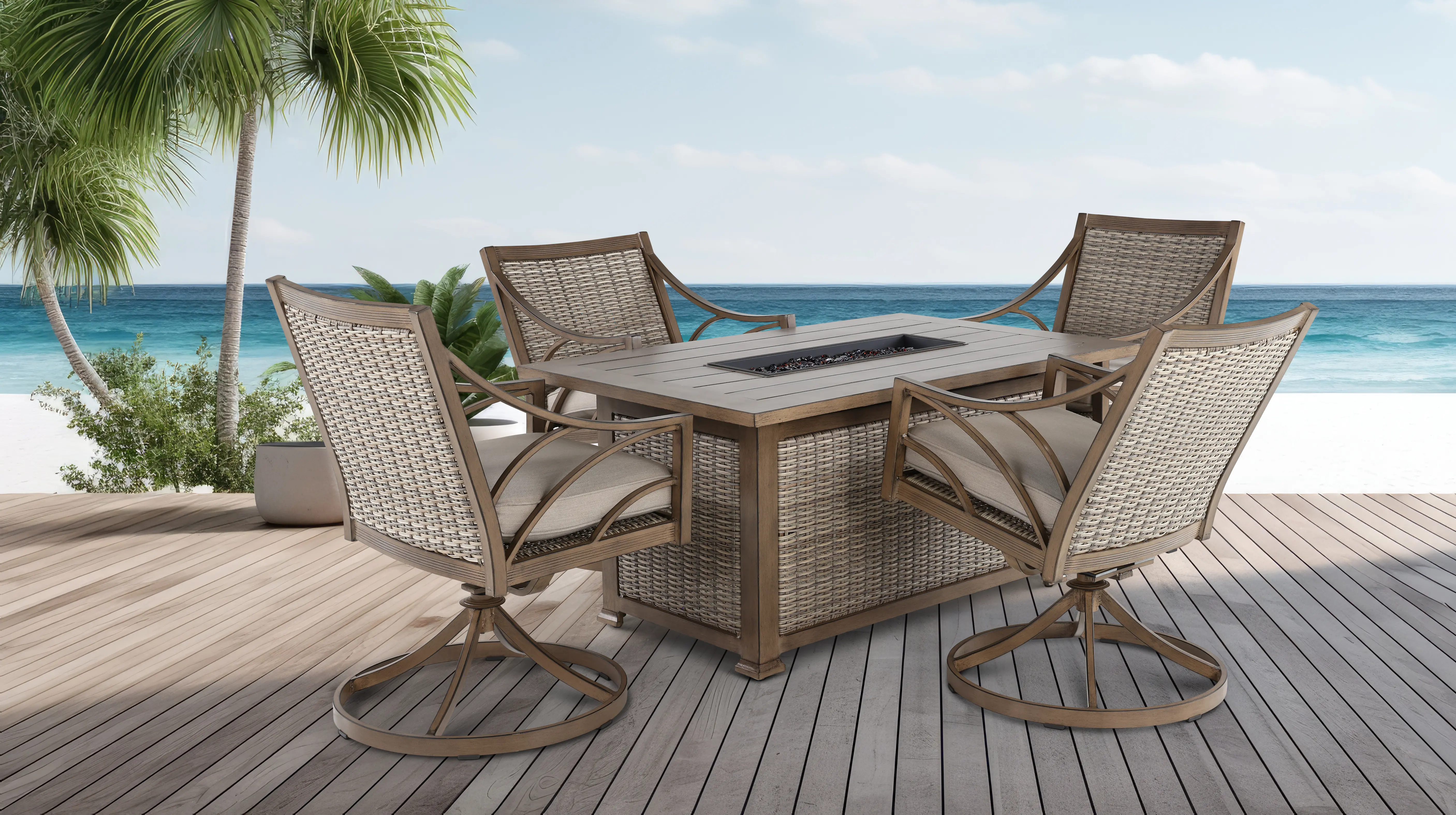 KIT/ART07900P01/FP Potomac Brown Firepit Patio Table-2