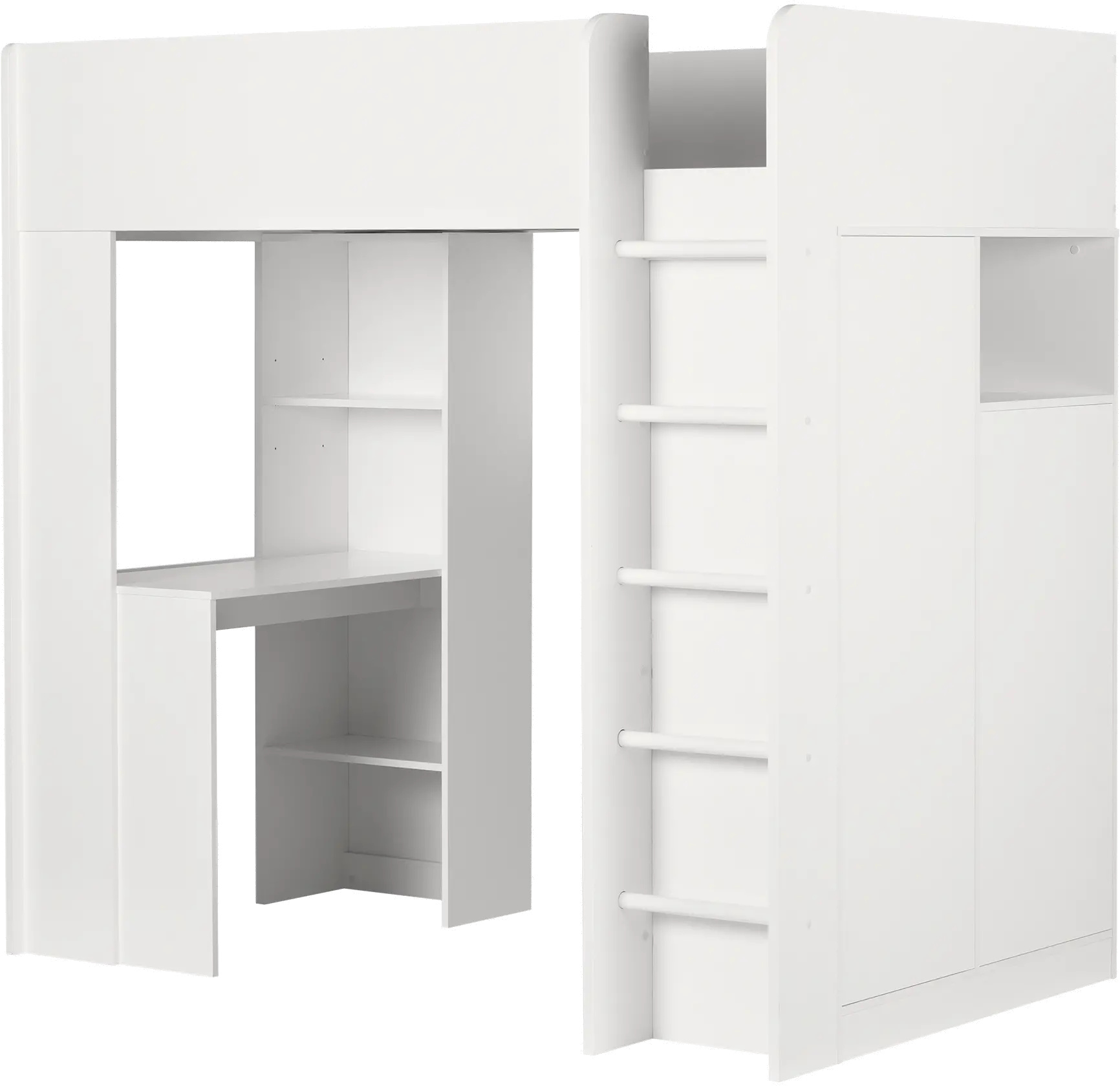 13454 Logik White Twin Loft Bed with Desk-1