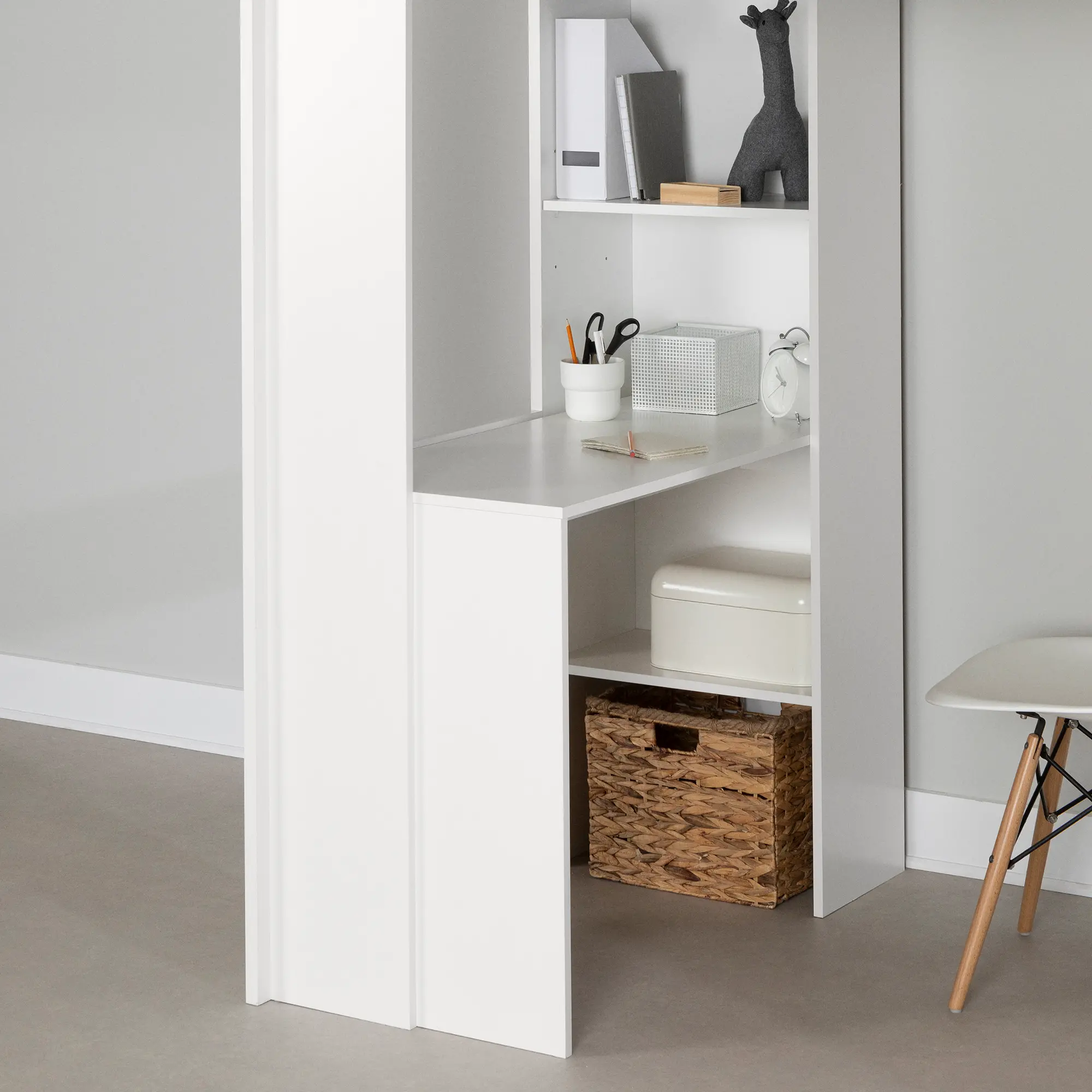13454 Logik White Twin Loft Bed with Desk-3
