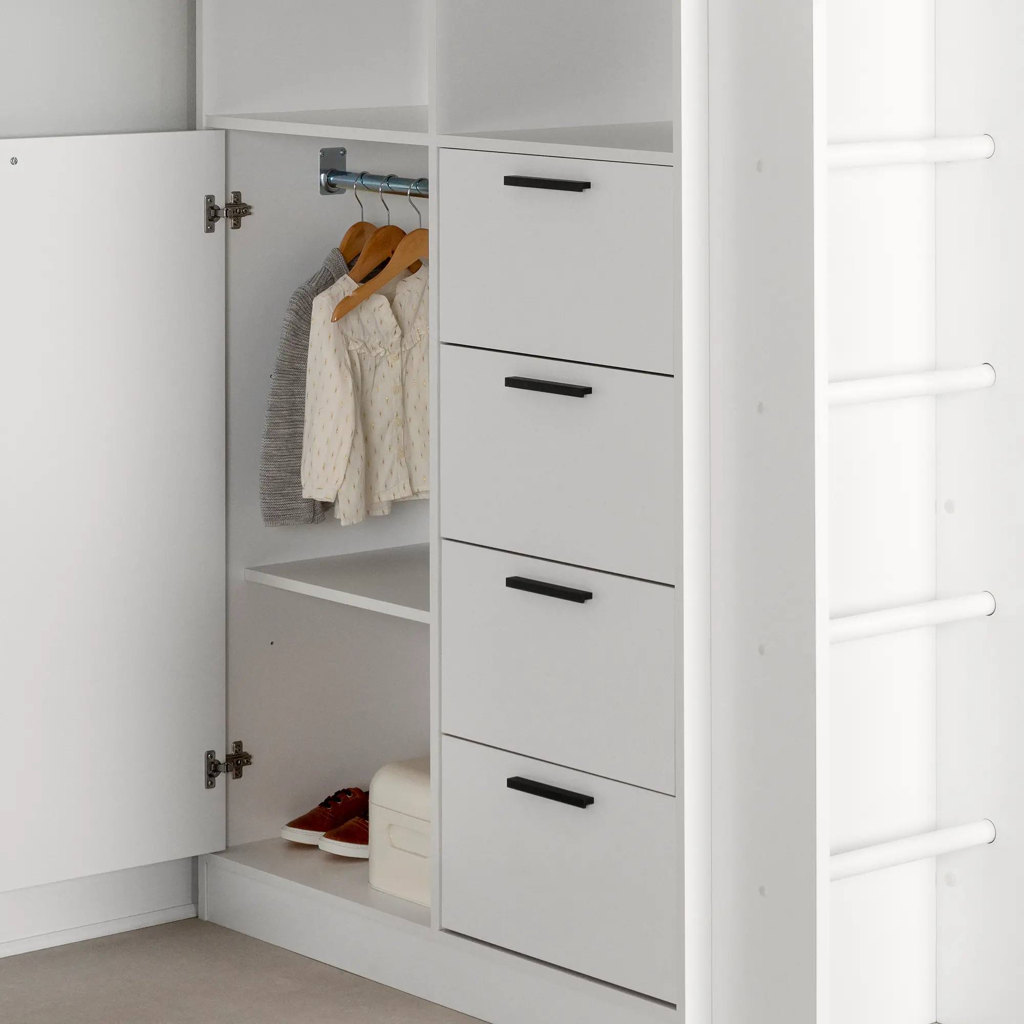 13454 Logik White Twin Loft Bed with Desk-4